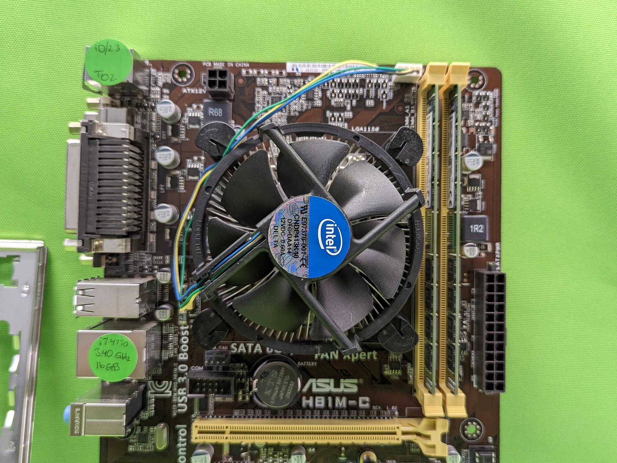 ASUS H81M-C Motherboard Combo + i7-4770 3.40 Ghz + 16GB RAM + Cooler/IO Shield mATX