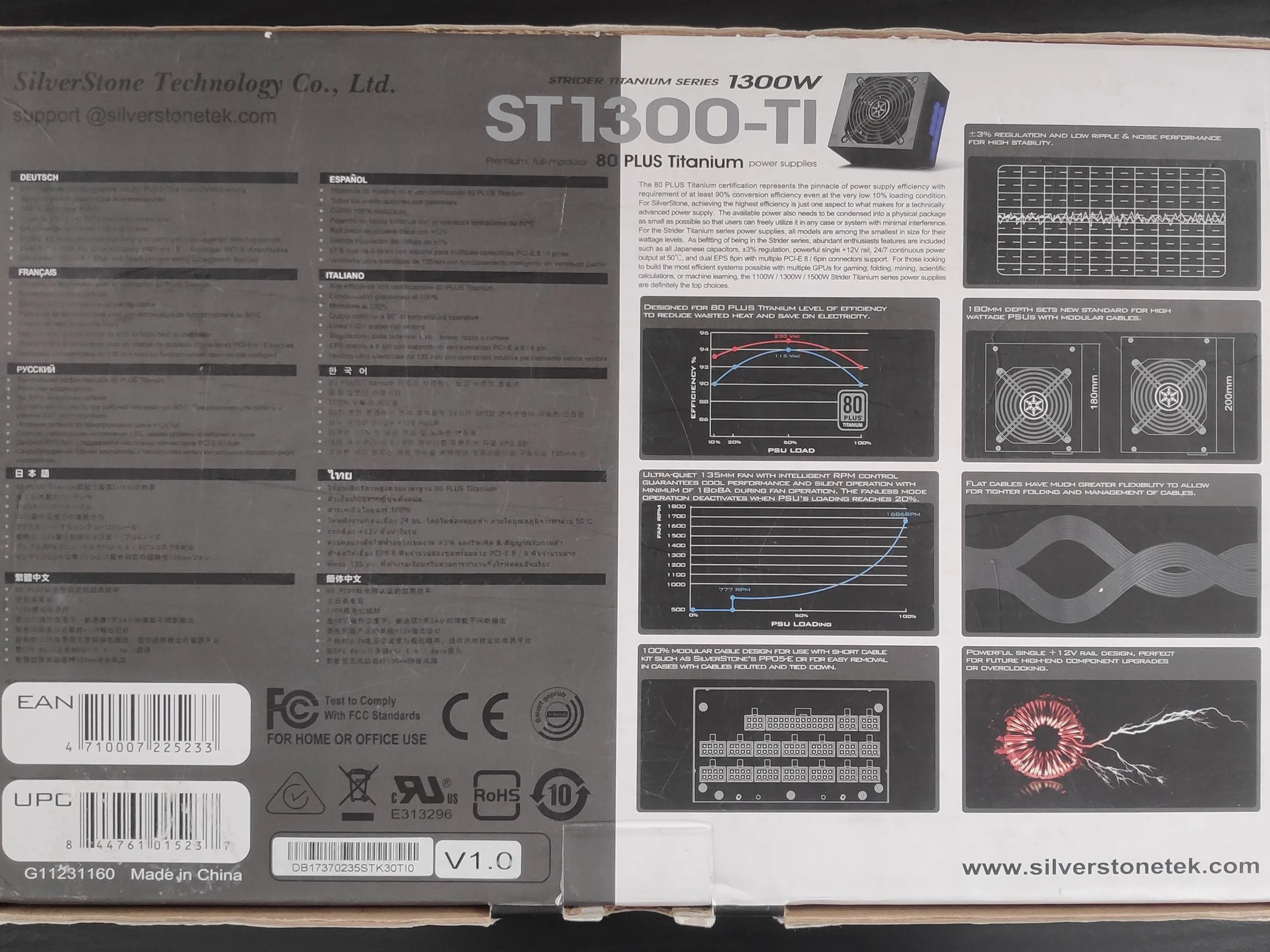SilverStone Strider ST1300-TI, 1300W, 80 Plus Titanium Certified Fully Modular Power Supply