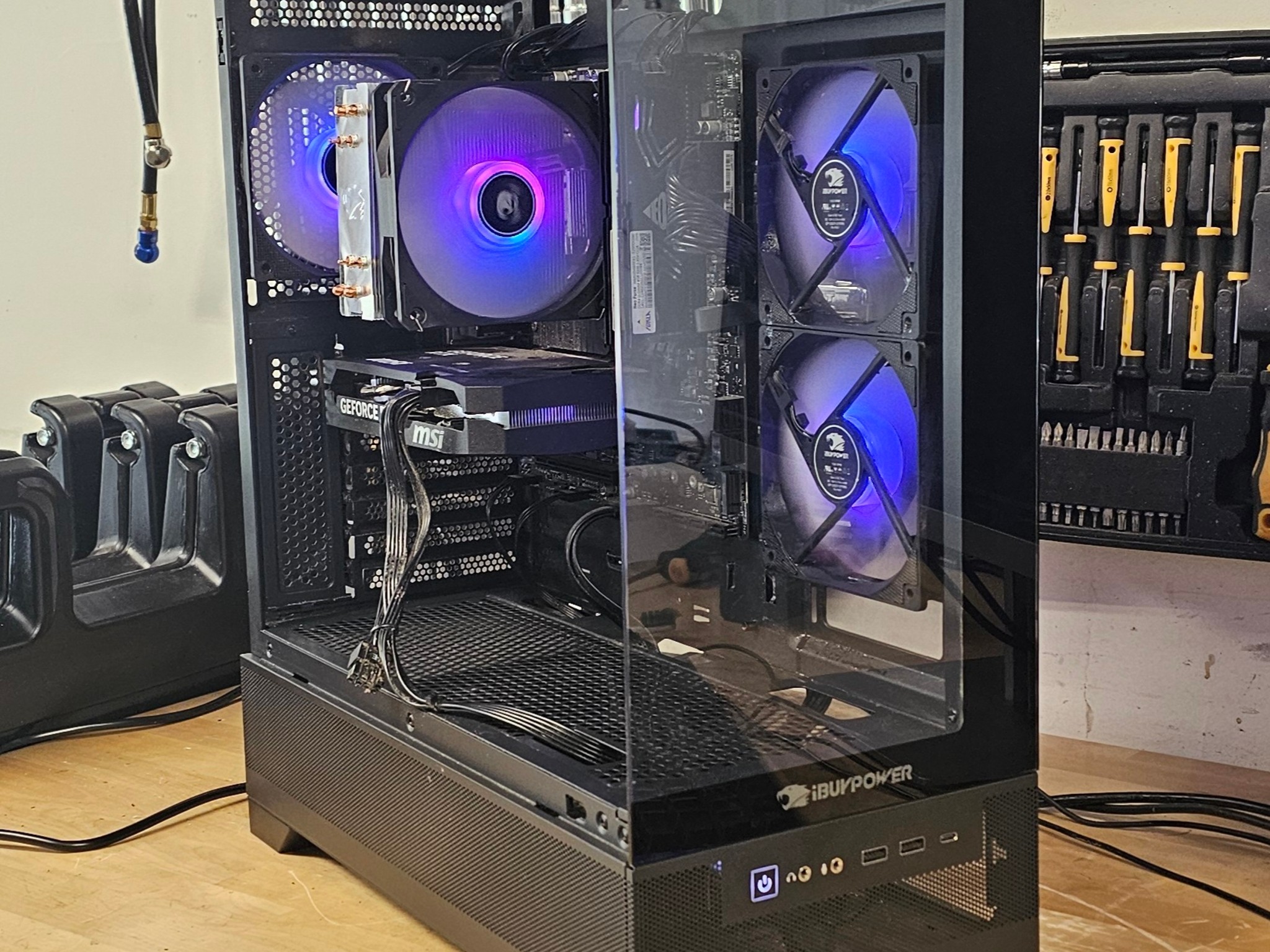 Black iBUYPOWER PC Case with Tempered Glass w/ 3 Fans