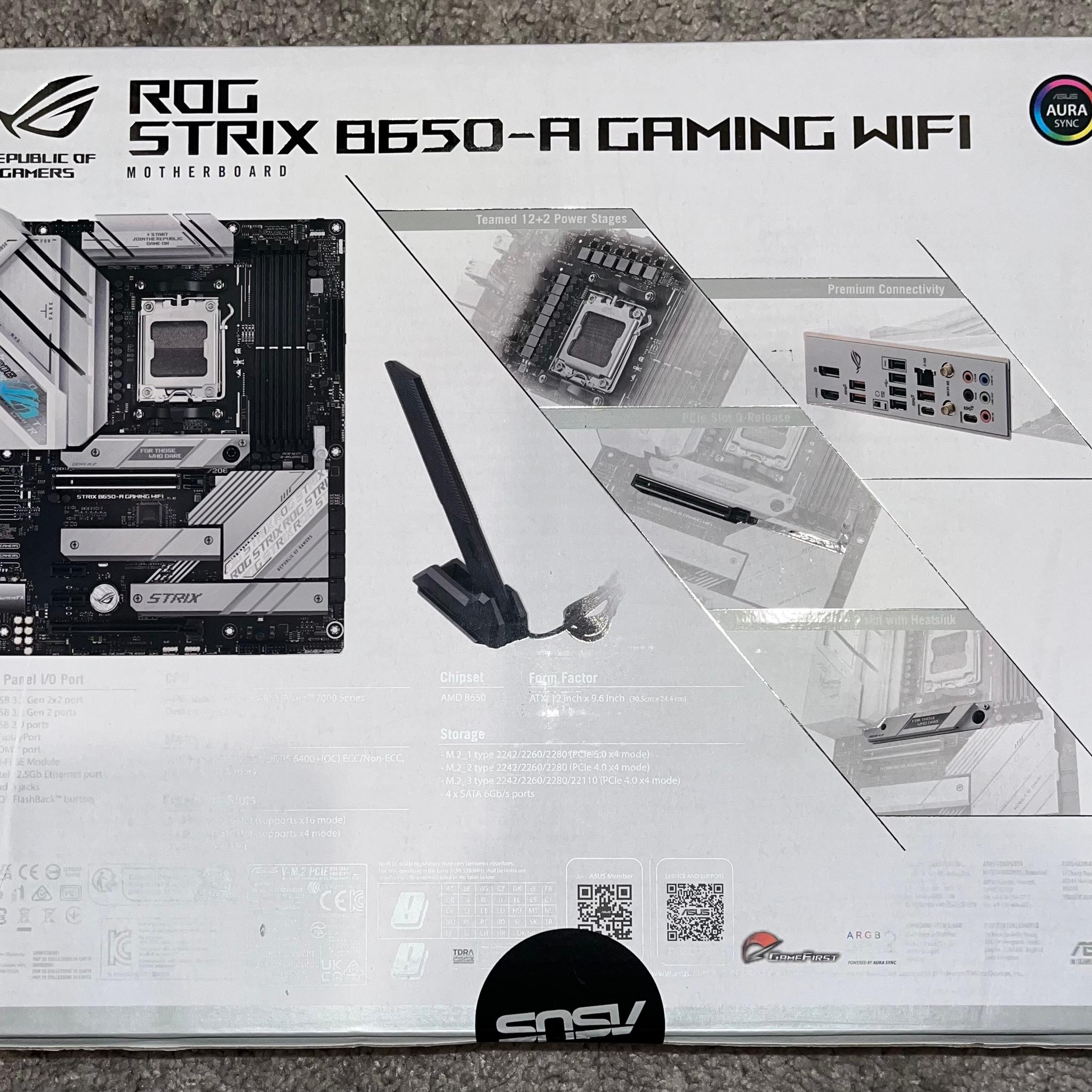 ASUS ROG STRIX B650-A GAMING WIFI (Socket AM5) AMD B650 ATX DDR5 Wi-Fi 6E AURA