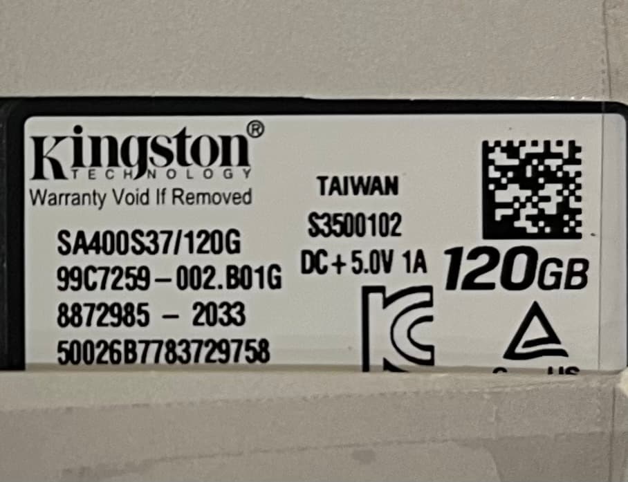 120GB Kingston A400 SATA SSD