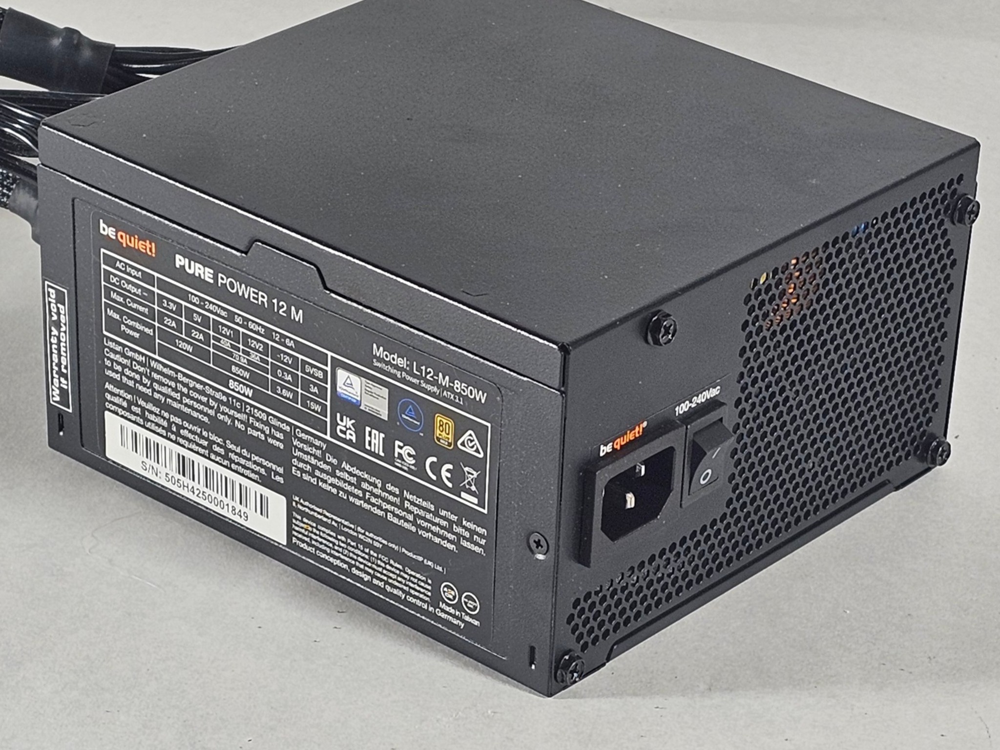 850 Watt PSU be quiet! Pure Power 12 M Power Supply