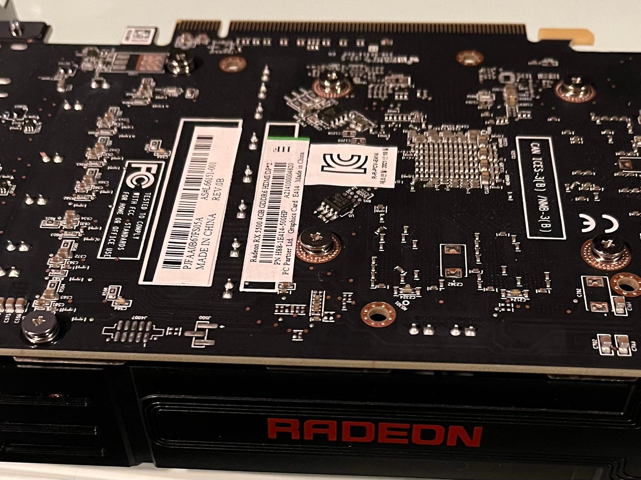 Rx 5500 4gb gpu. Works great, just upgraded. Radeon brand