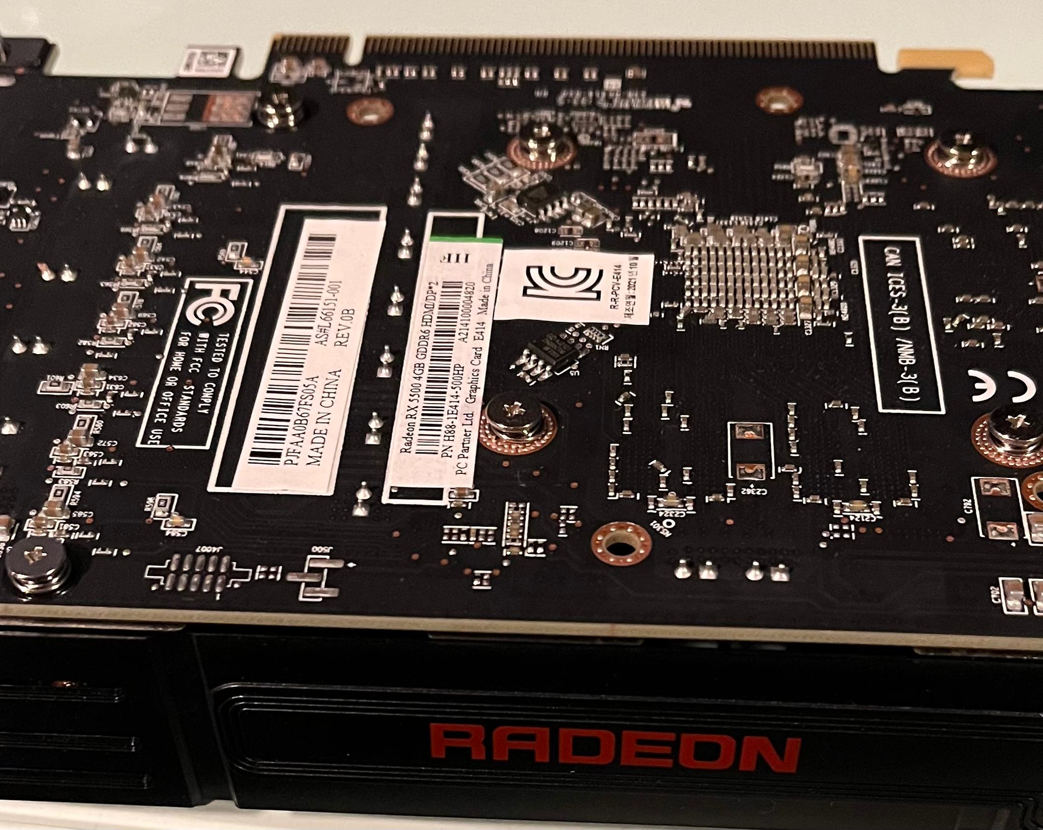 Rx 5500 4gb gpu. Works great, just upgraded. Radeon brand