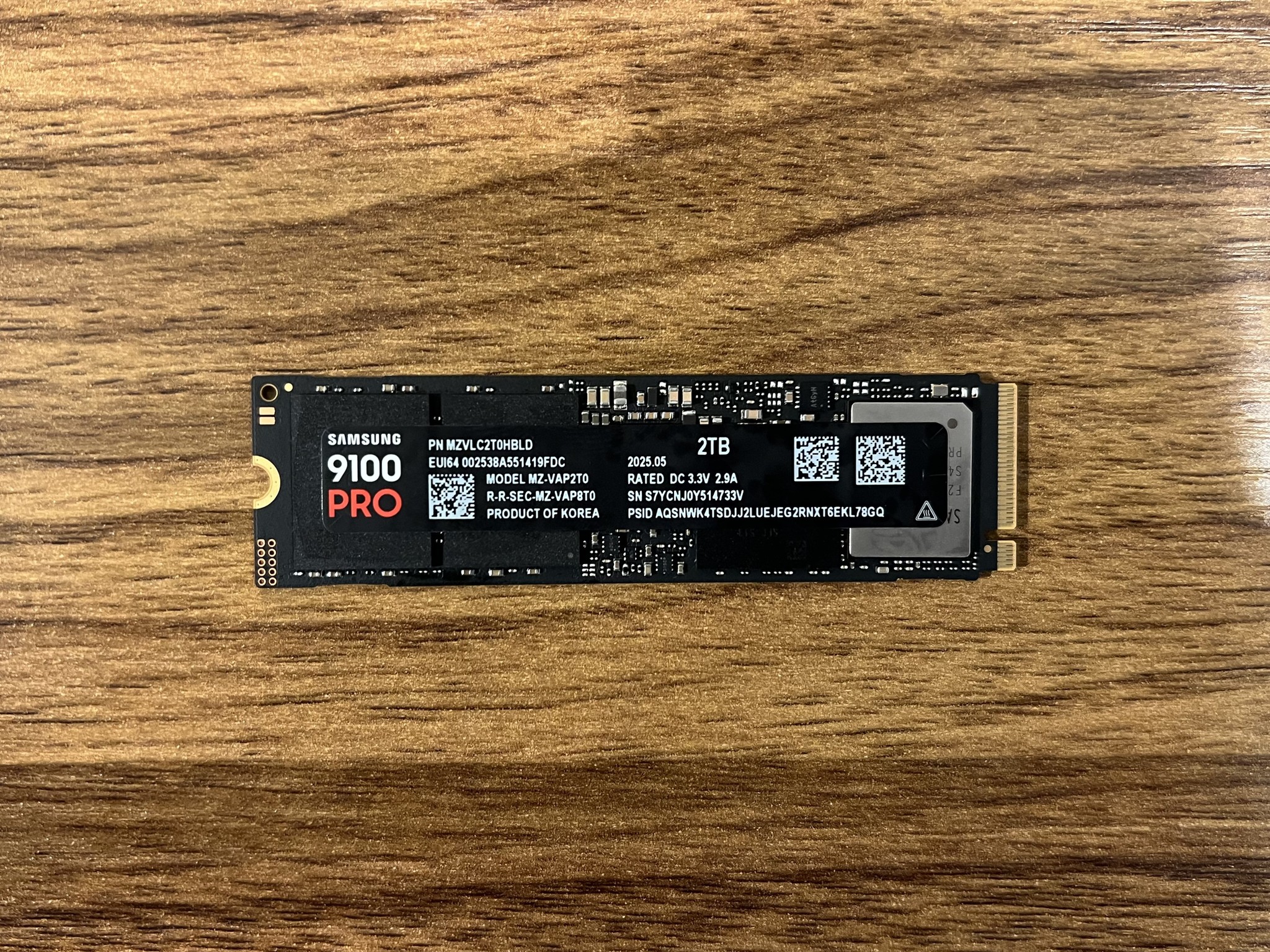 2TB Samsung 9100 PRO PCIe Gen 5.0x4.0 M.2 NVMe SSD 100% Health