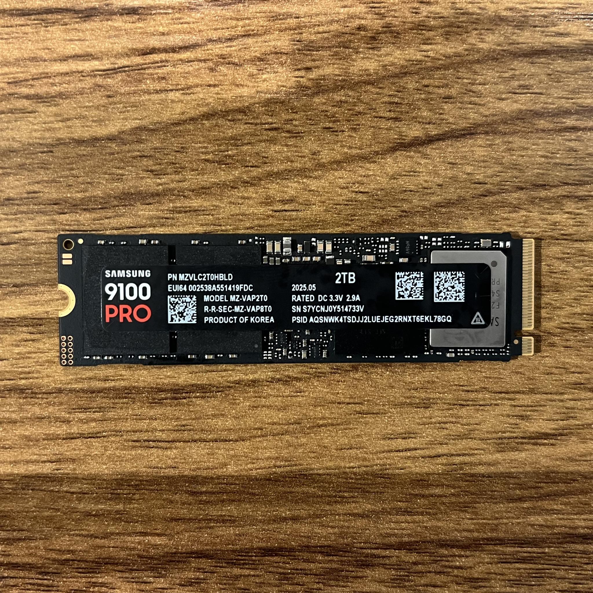 2TB Samsung 9100 PRO PCIe Gen 5.0x4.0 M.2 NVMe SSD 100% Health