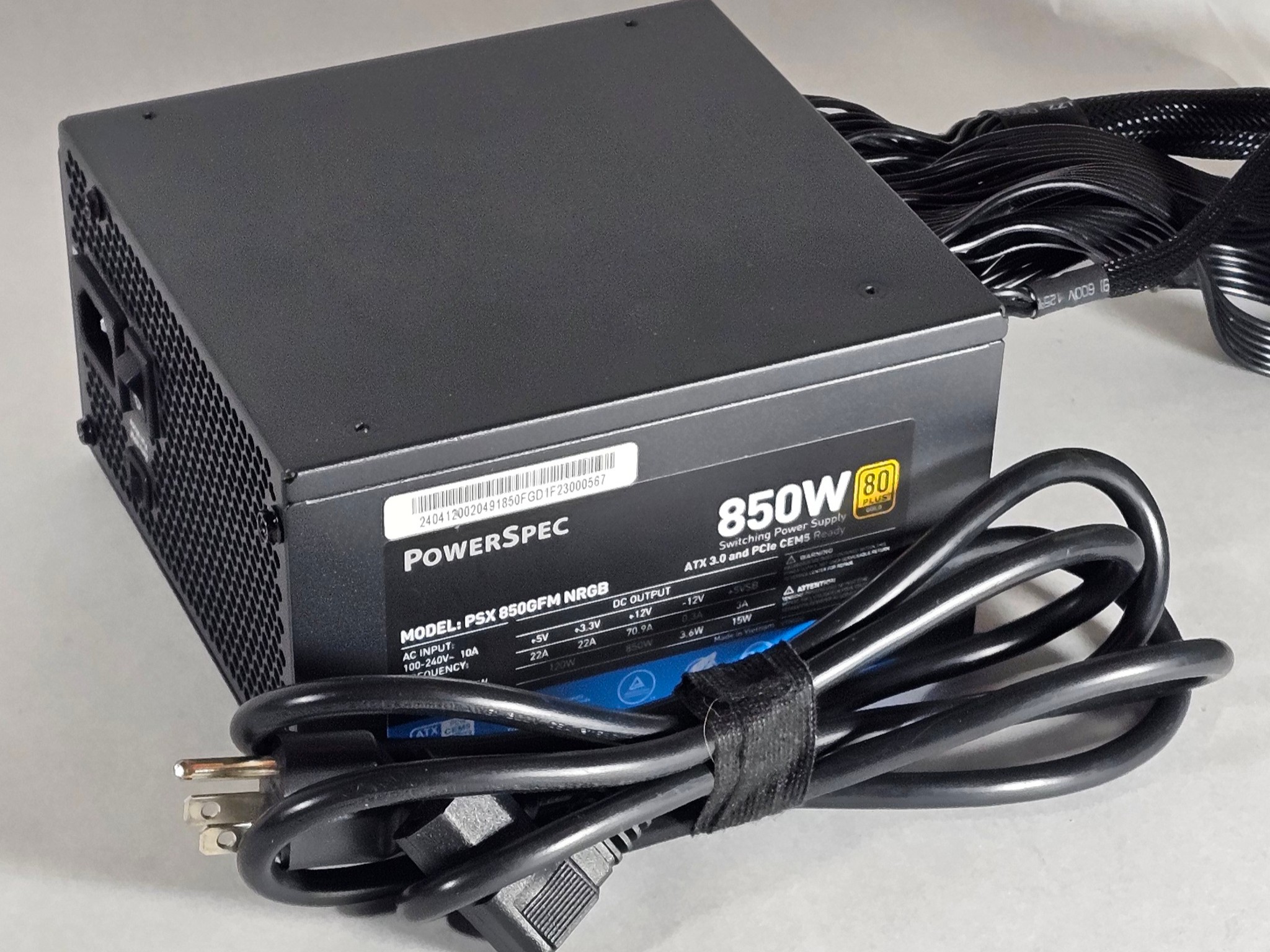 850 Watt PSU PowerSpec PSX 850GFM NRGB Power Supply