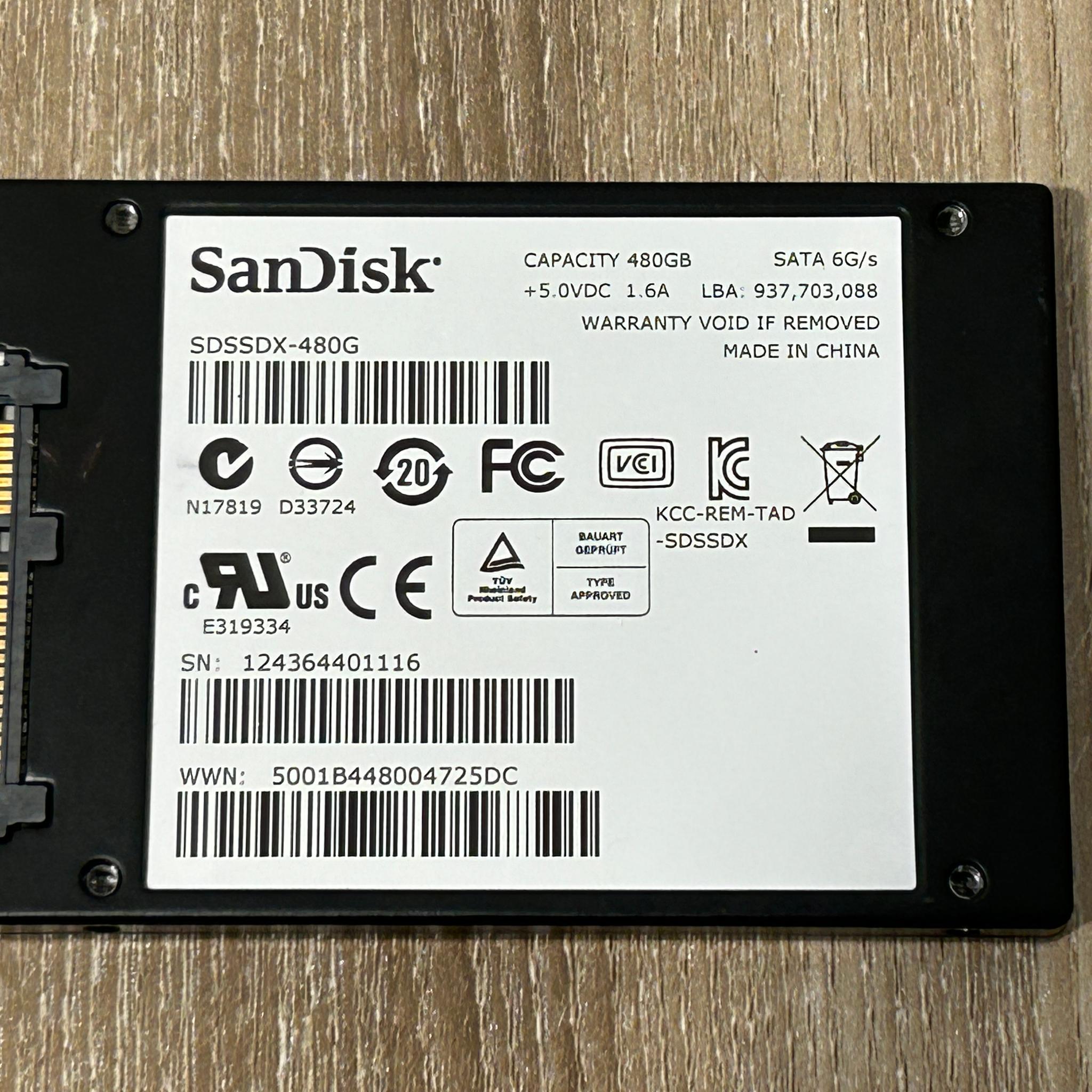 SanDisk 480GB SSD SATA III 6GB/s 2.5" SDSSDX-480G