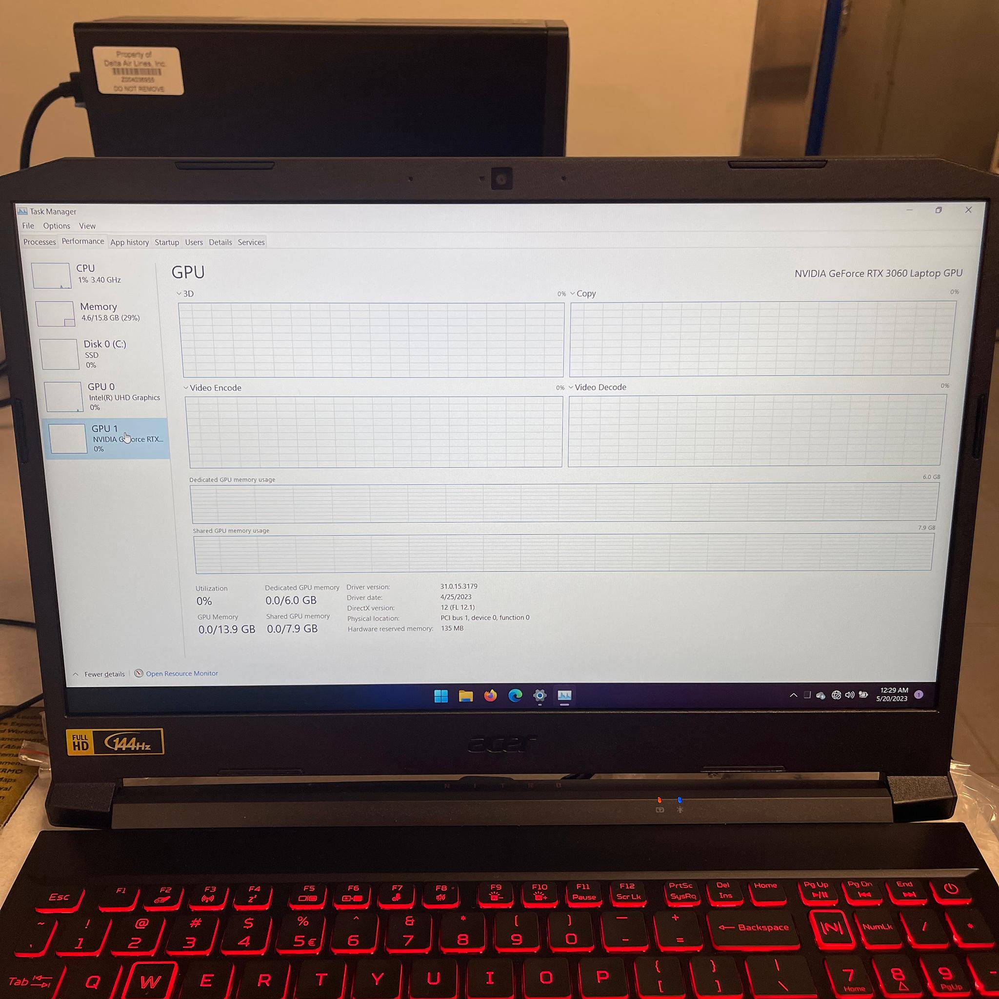 Acer Nitro 5 RTX 3060 i5-11400H @2.7GHZ 144hz Windows 11