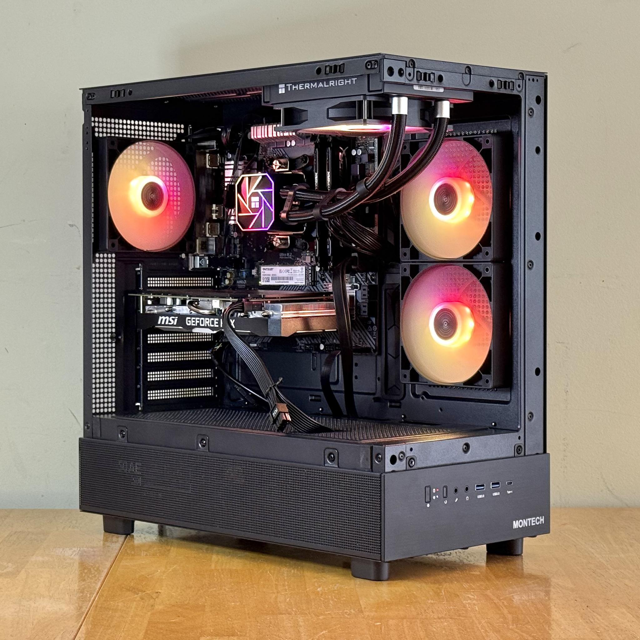 Gaming Desktop PC, RTX 2060, Ryzen 2600, 512GB NVMe SSD, Black RGB, WiFi, Win 11