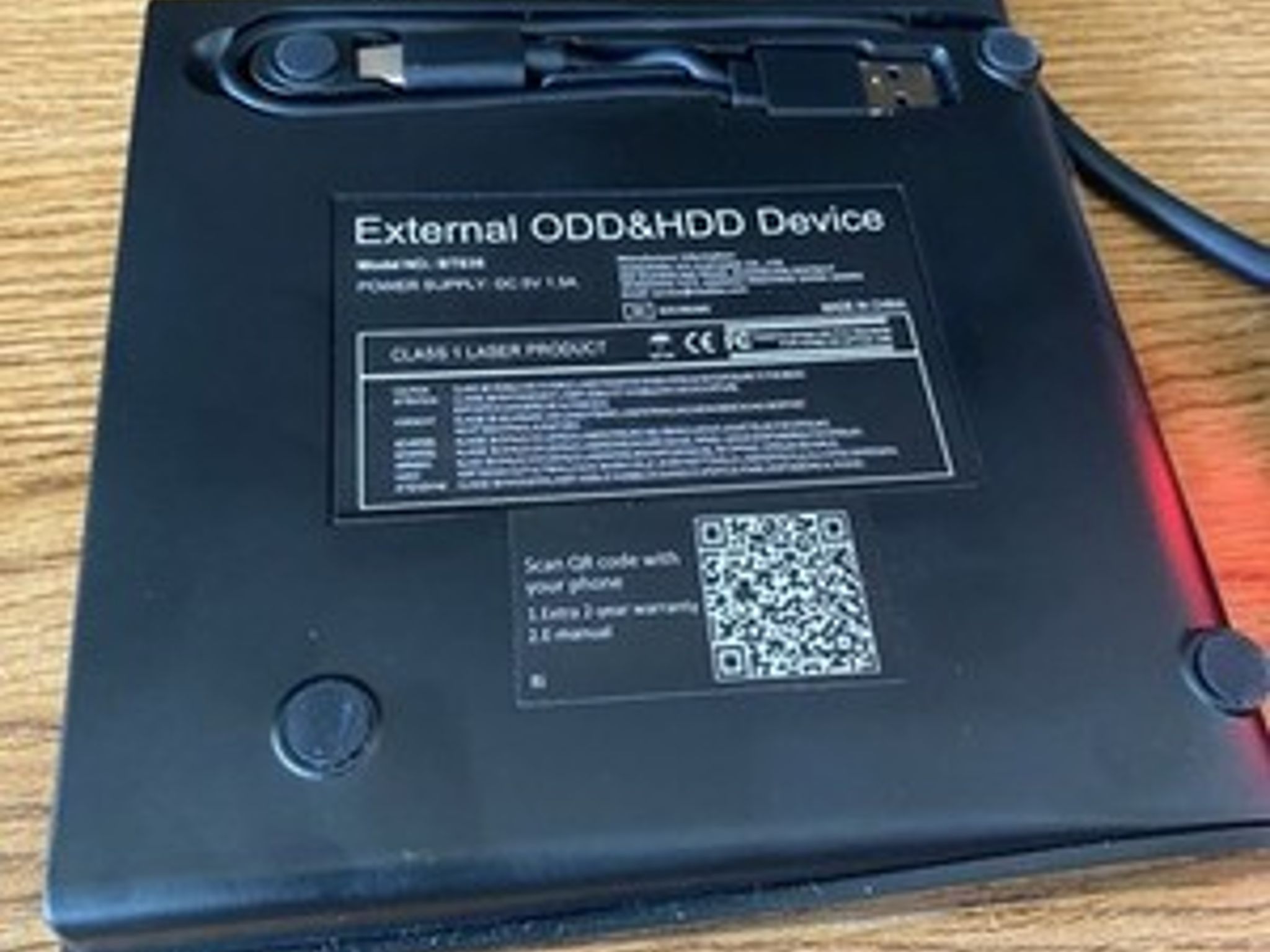 Rioddas BT638 External Drive USB ODD & HDD Device CD/DVD Black Portable