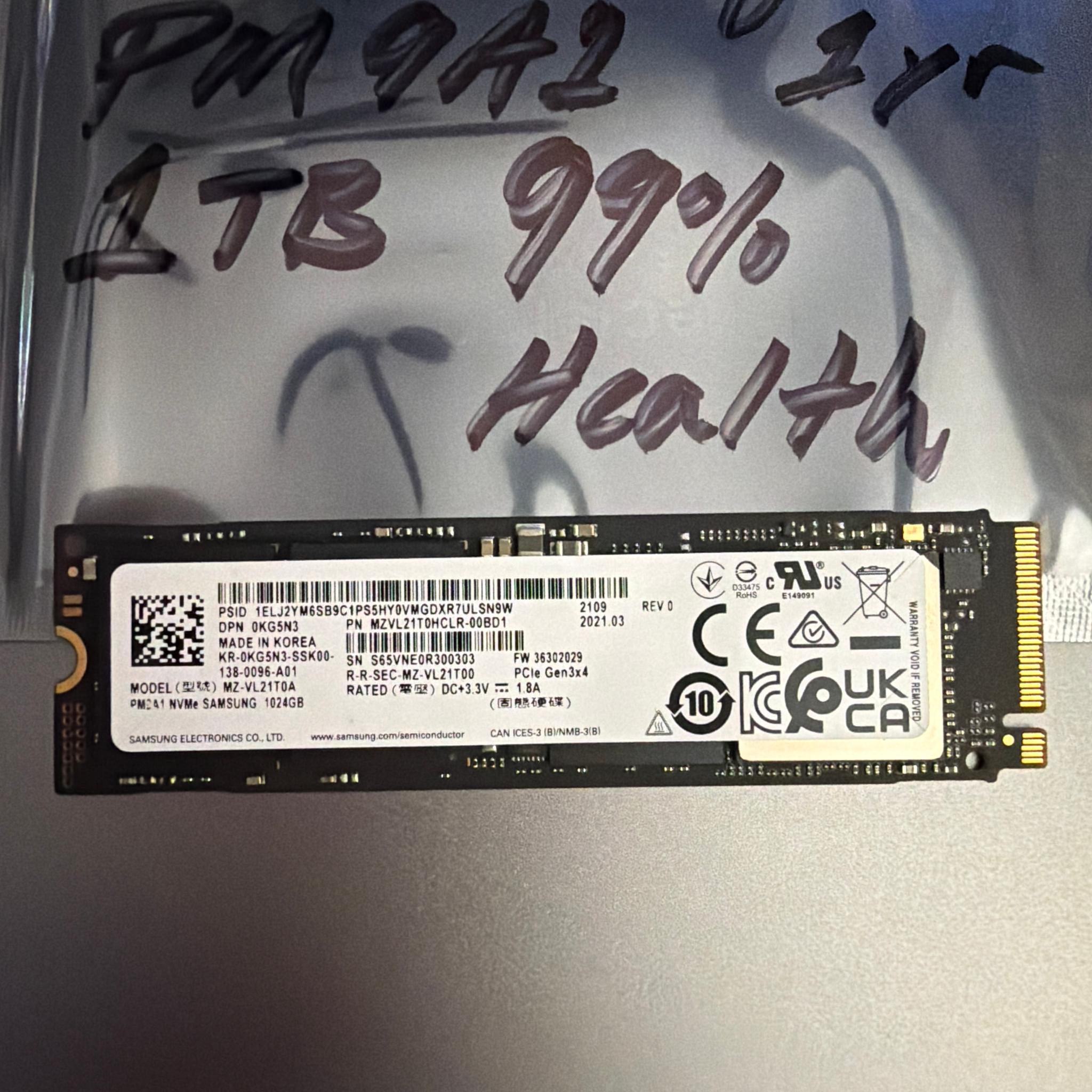 Samsung PM9A1 1TB NVMe M.2 SSD Used 99% Health