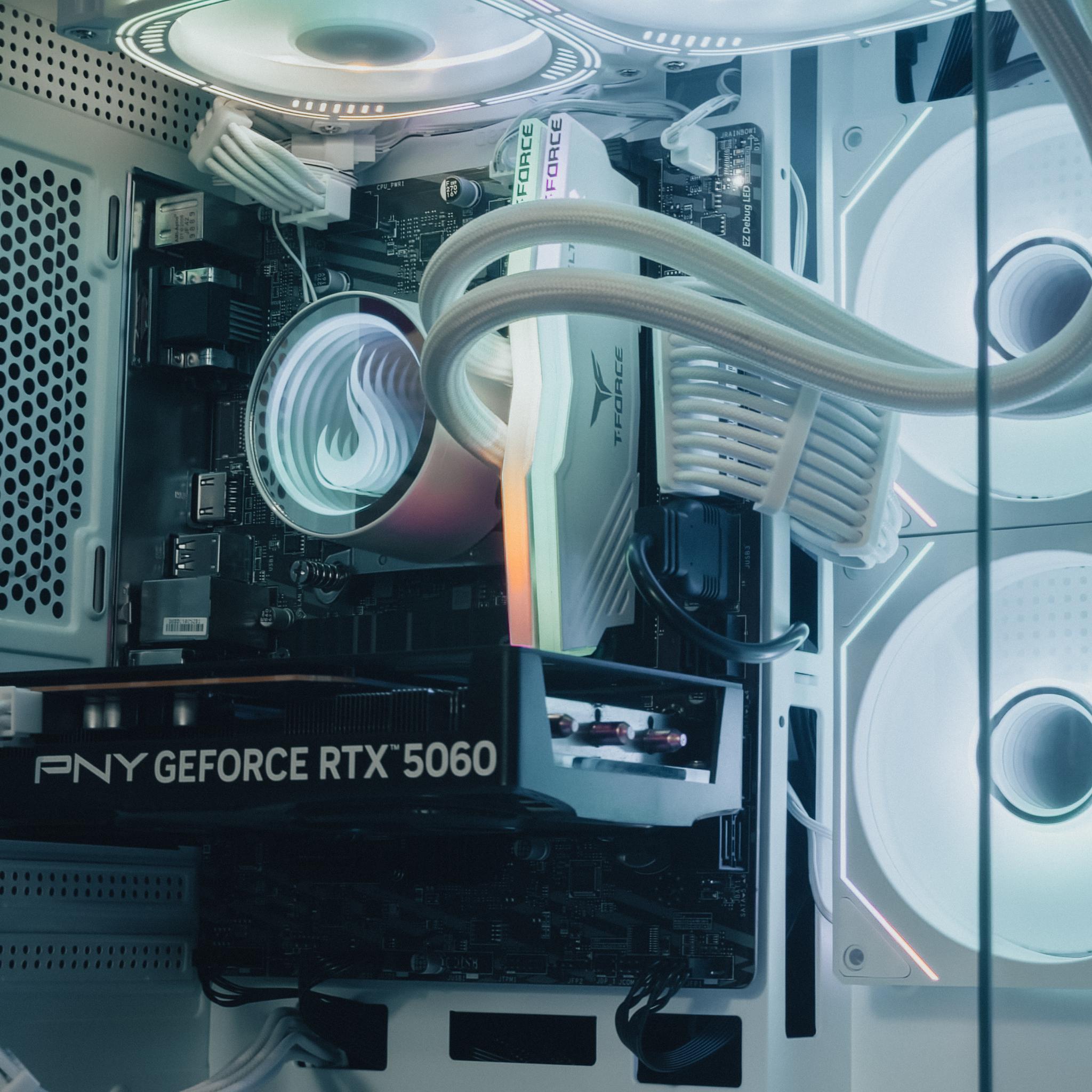 🤍 White RGB Gaming PC – RTX 5060 | i5-10400F | 16GB DDR4 | 512GB NVMe 🤍