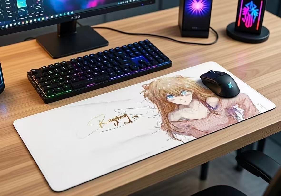 EVA Asuka Anime Mouse Pad – Abstract Line Art, Smooth Gaming Surface