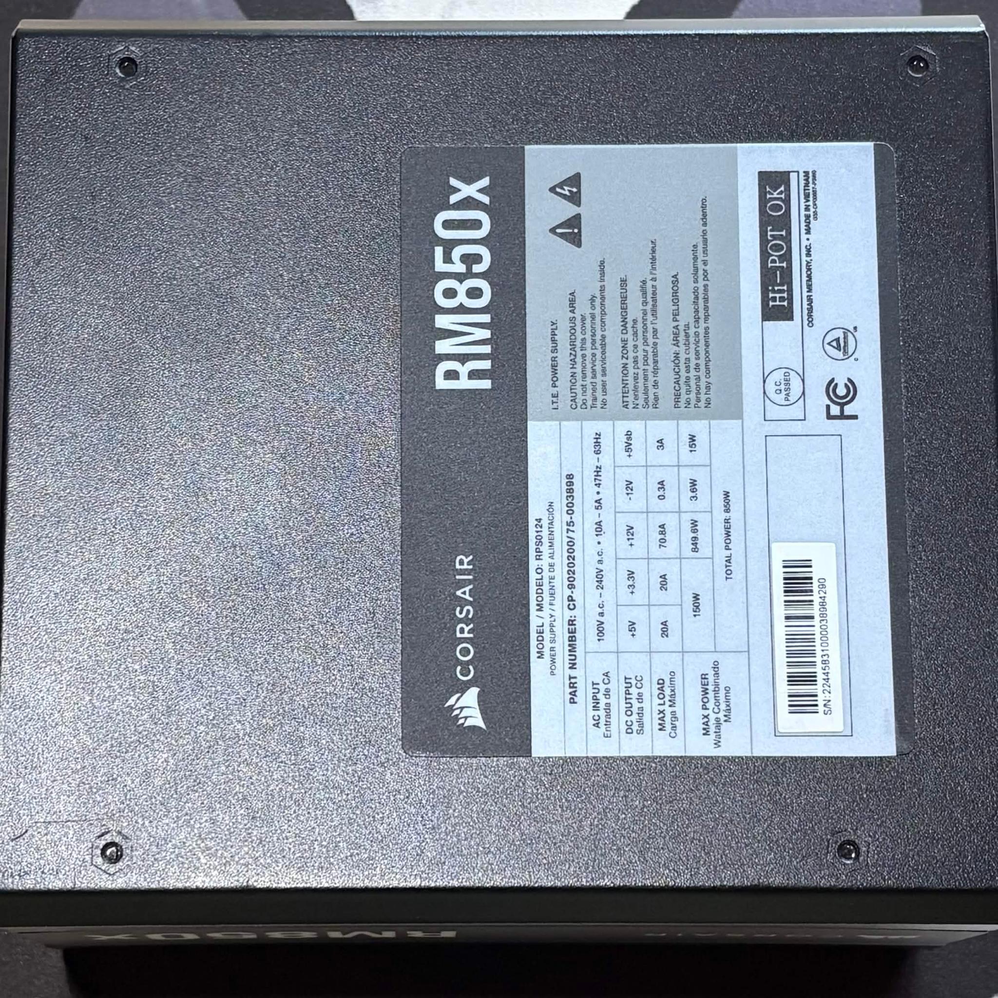 Corsair RM850x 850W 80+ Gold Fully Modular PSU