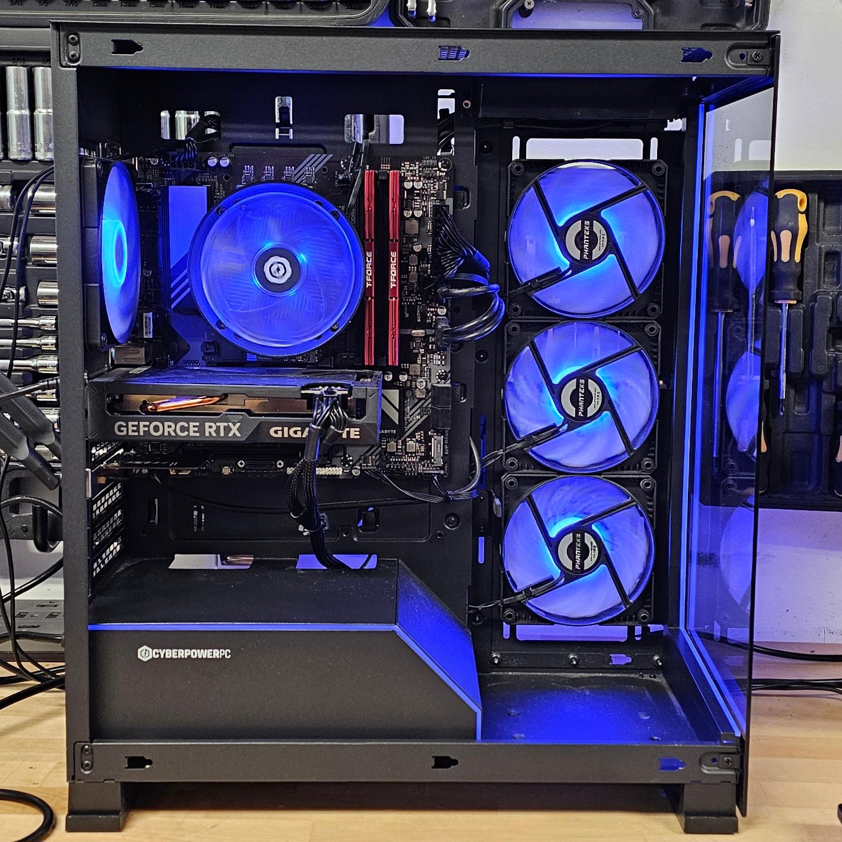 CyberPowerPC ATX PC Case with Tempered Glass and 4 RGB Fans