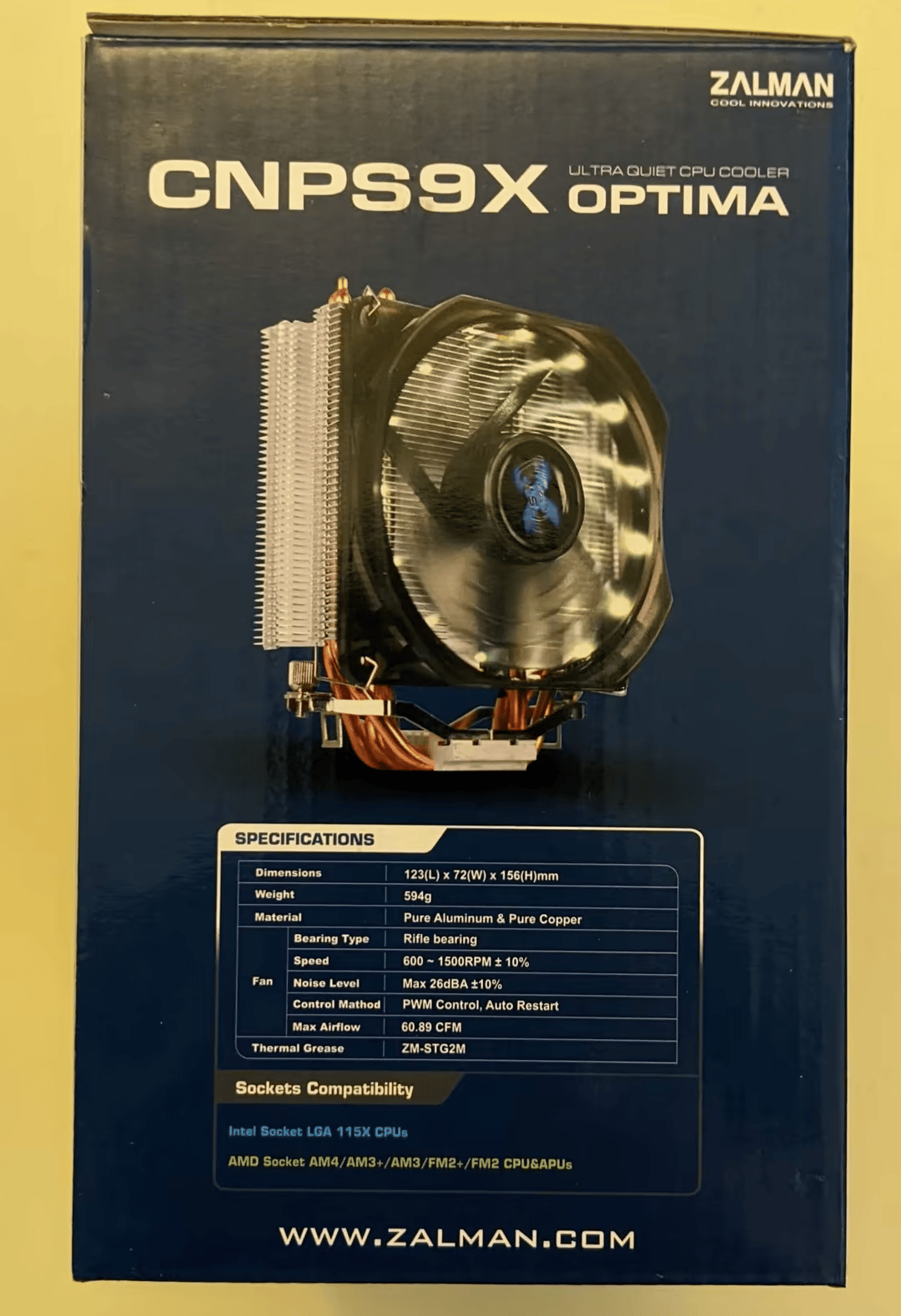 Zalman CNPS 9X Optima CPU Cooler, Ultra Quiet Air Cooler with White LED 120mm Fan
