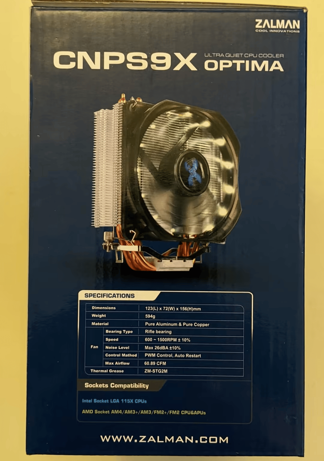 Zalman CNPS 9X Optima CPU Cooler, Ultra Quiet Air Cooler with White LED 120mm Fan