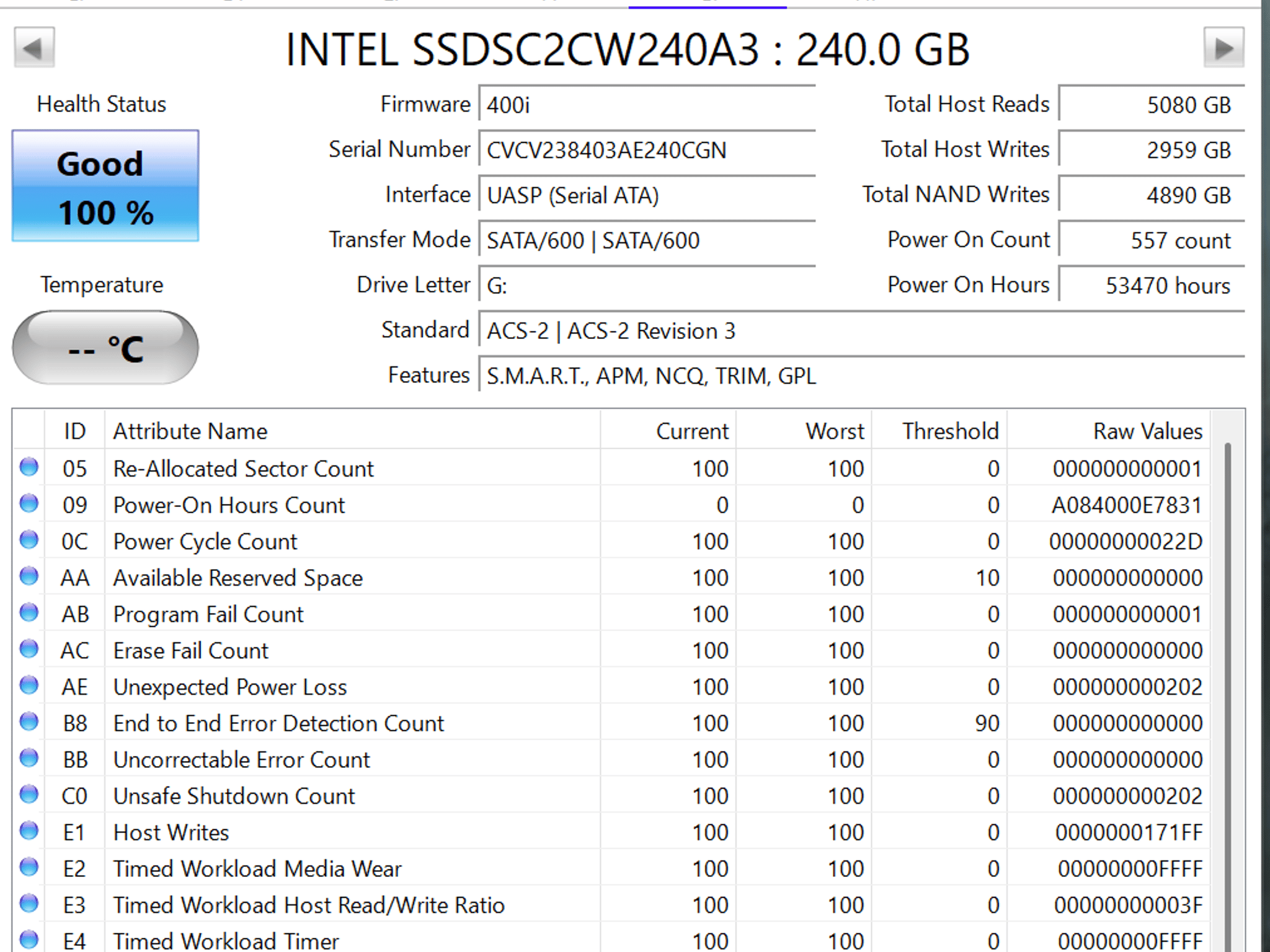 Intel SSD Lot of 256gb 240GB 100% health