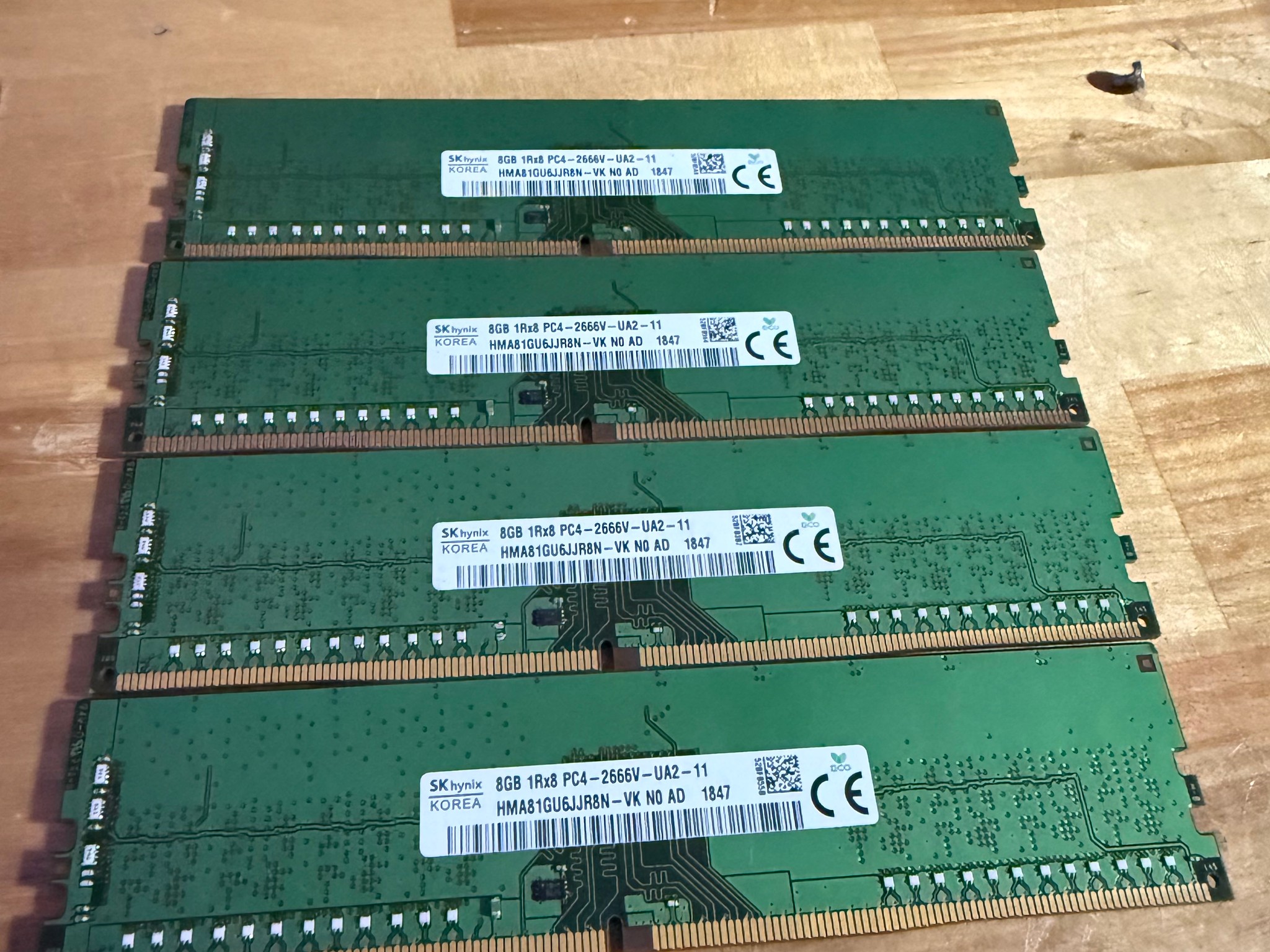 32GB DDR4 (4 x 8GB) High Quality SK Hynix 2666 PC4 DIMM (4)