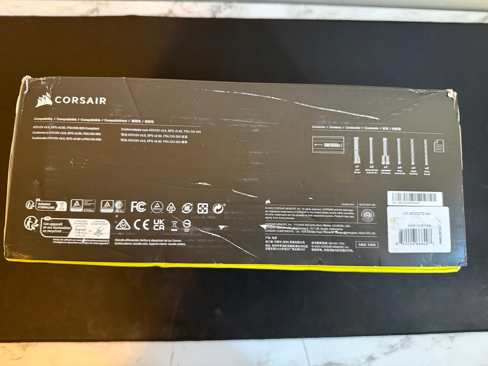 Open Box Corsair RM1000x Shift Series 1000W 80+ Gold Fully Modular PSU (White)