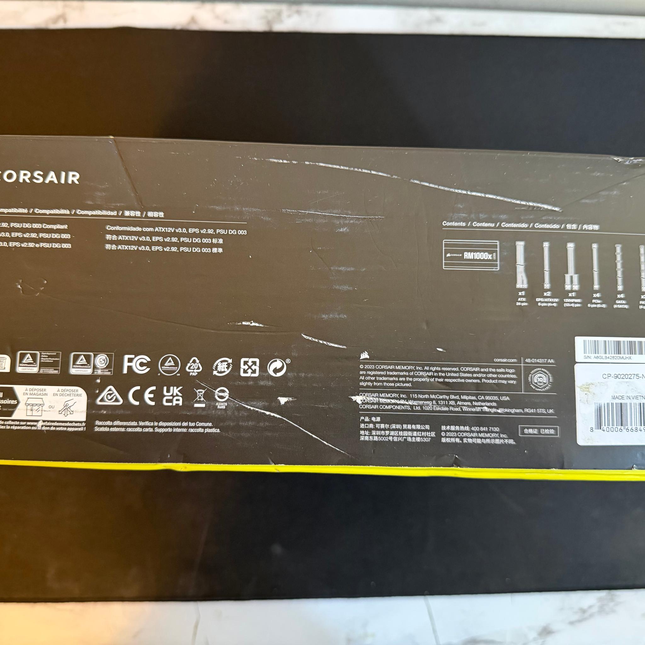 Open Box Corsair RM1000x Shift Series 1000W 80+ Gold Fully Modular PSU (White)