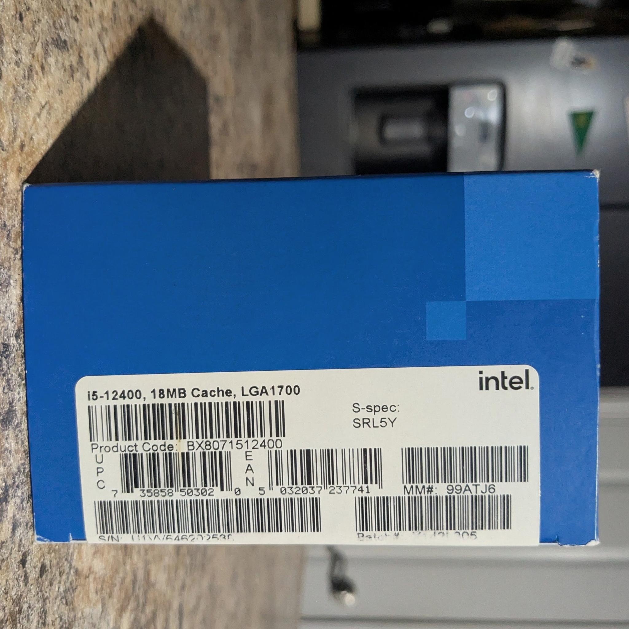 Intel Core i5-12400 w/ Original Box and Unused Intel Stock Cooler