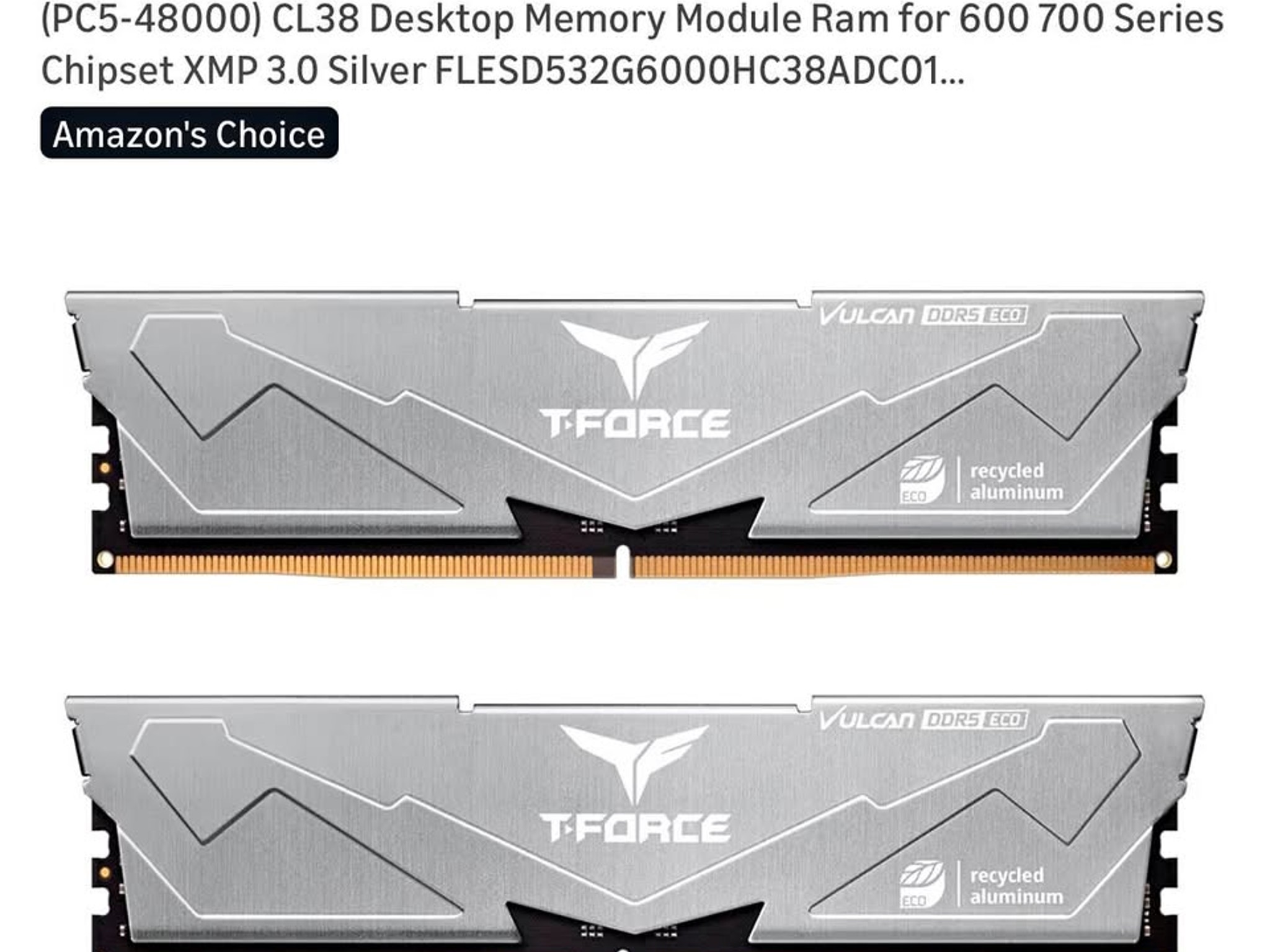 TEAMGROUP T-Force Vulcan ECO DDR5 32GB (2x16GB) 6000MHz CL 38