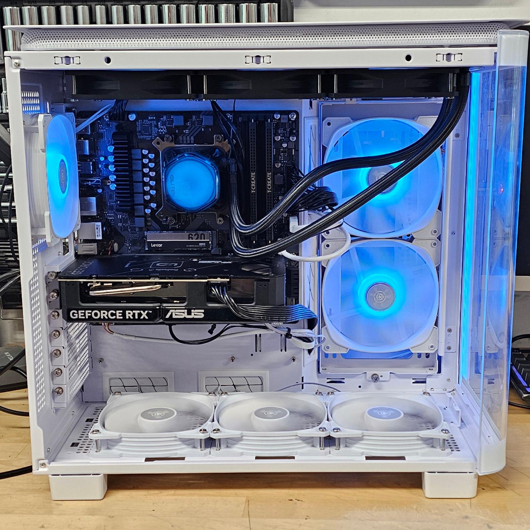 White PC Case with Tempered Glass w/ 7 RGB Fans