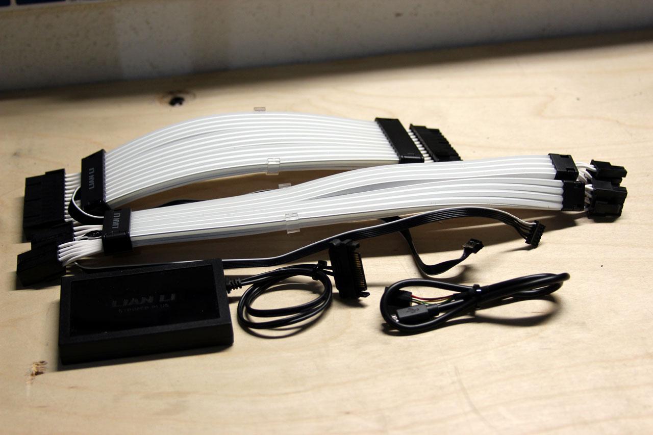 LIAN-LI STRIMER ARGB 24 Pin CPU 2x8-Pin GPU Power Extension Cables Included Power Hub & USB Wiring