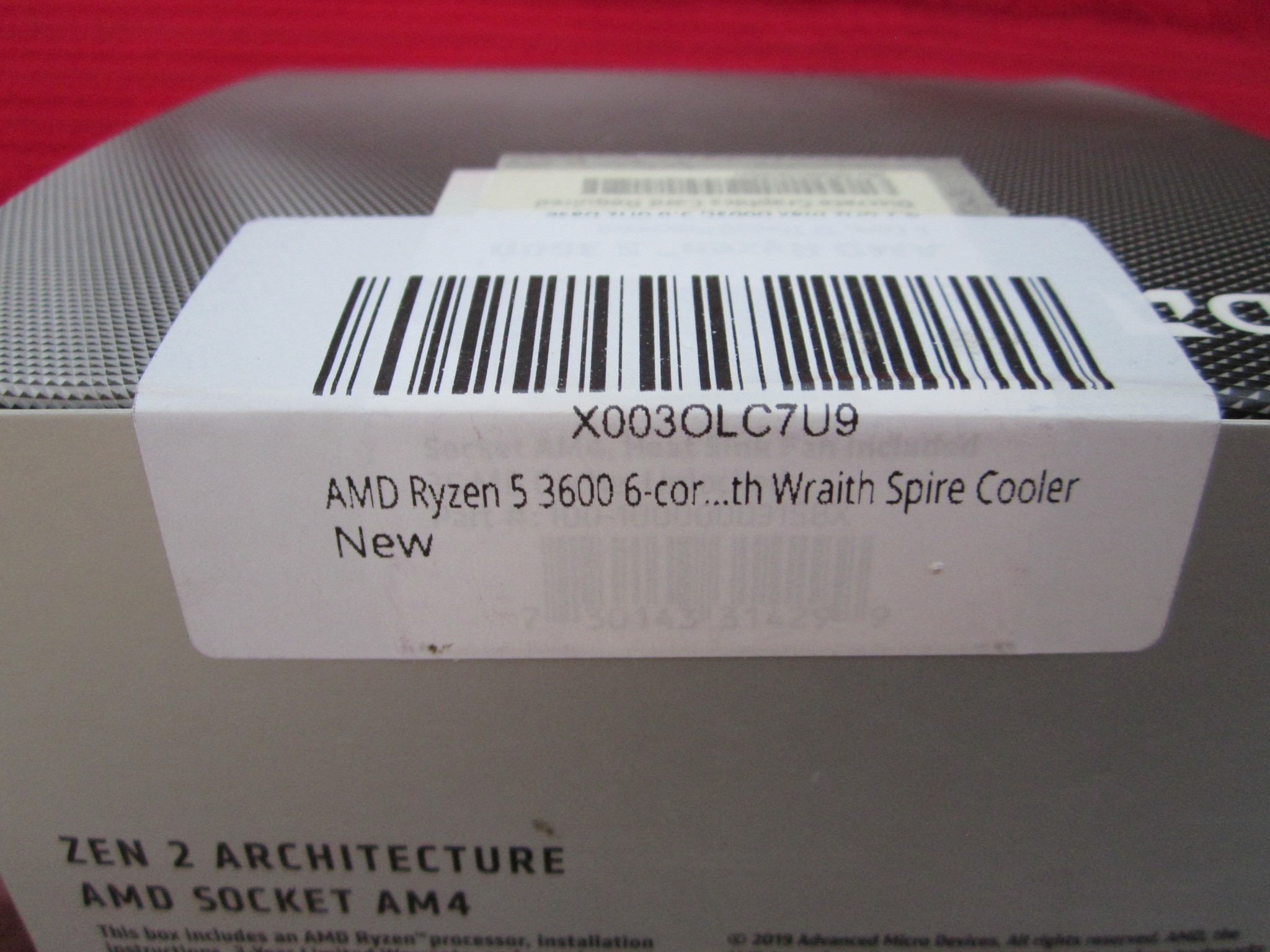 NEW! AMD Ryzen 5 3600 3.6/4.2 GHz AM4 CPU With Wraith Spire Cooler
