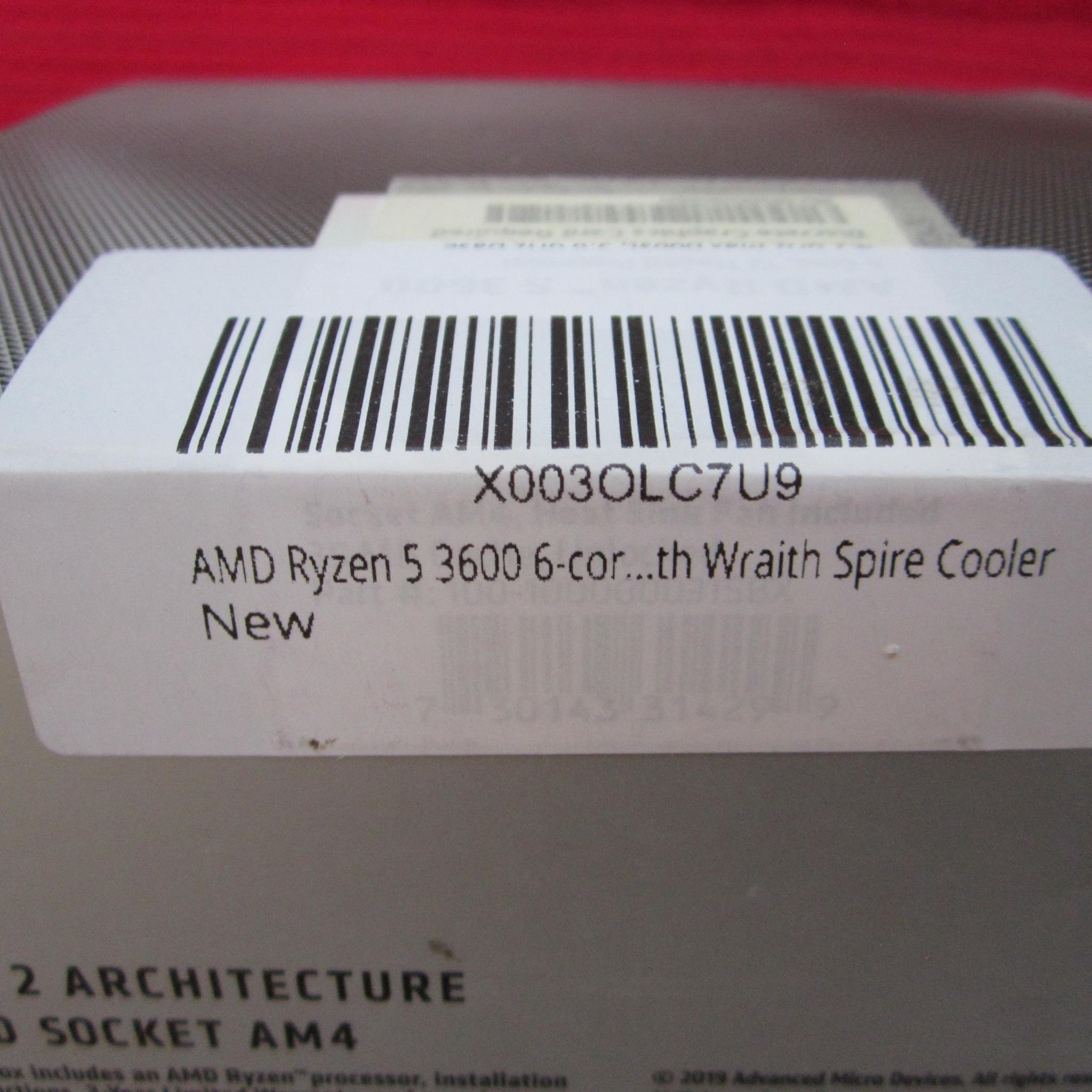 NEW! AMD Ryzen 5 3600 3.6/4.2 GHz AM4 CPU With Wraith Spire Cooler