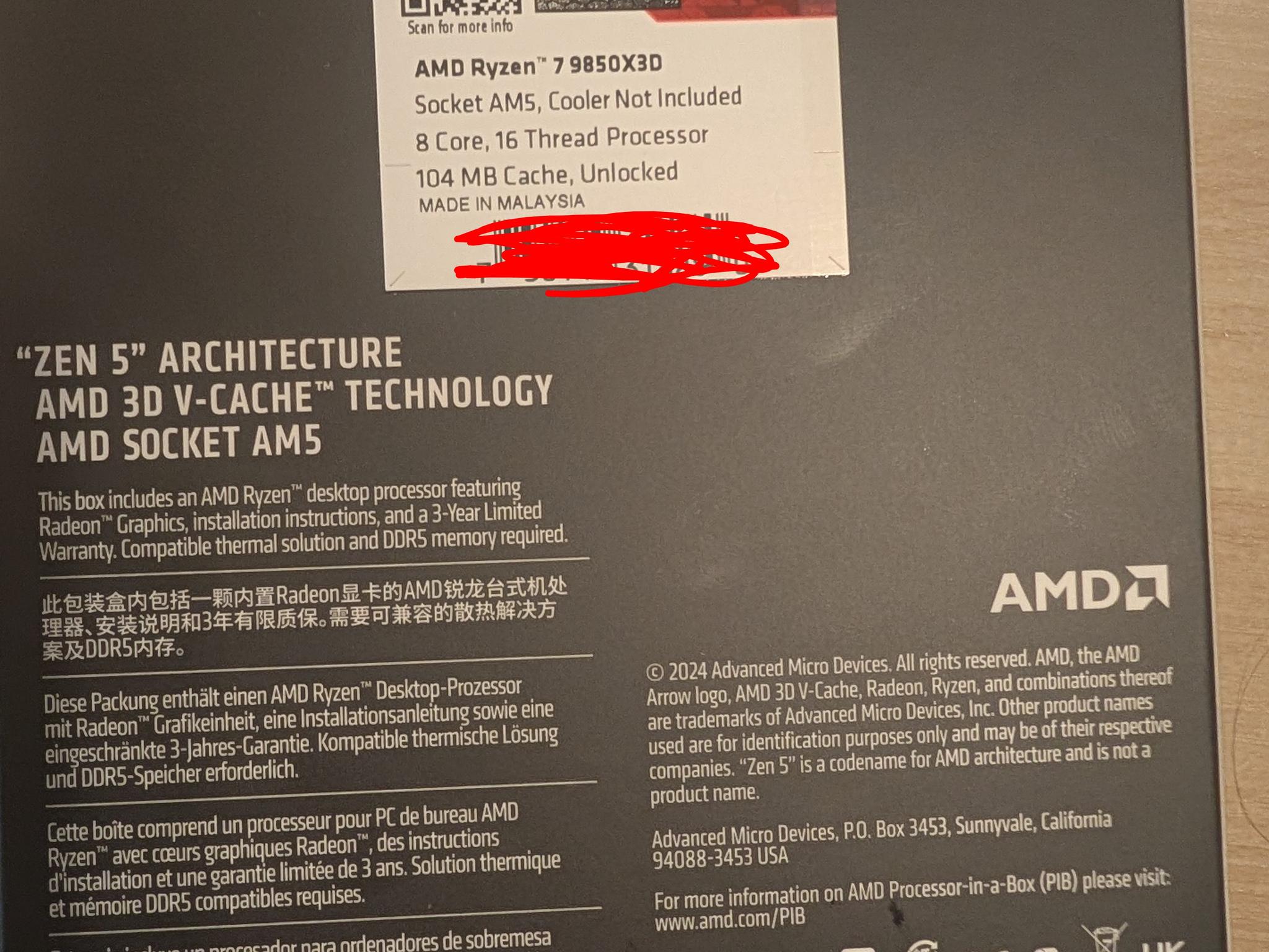 AMD Ryzen 7 9850X3D - Brand New In Box (BNIB) - Sealed Flagship Gaming CPU