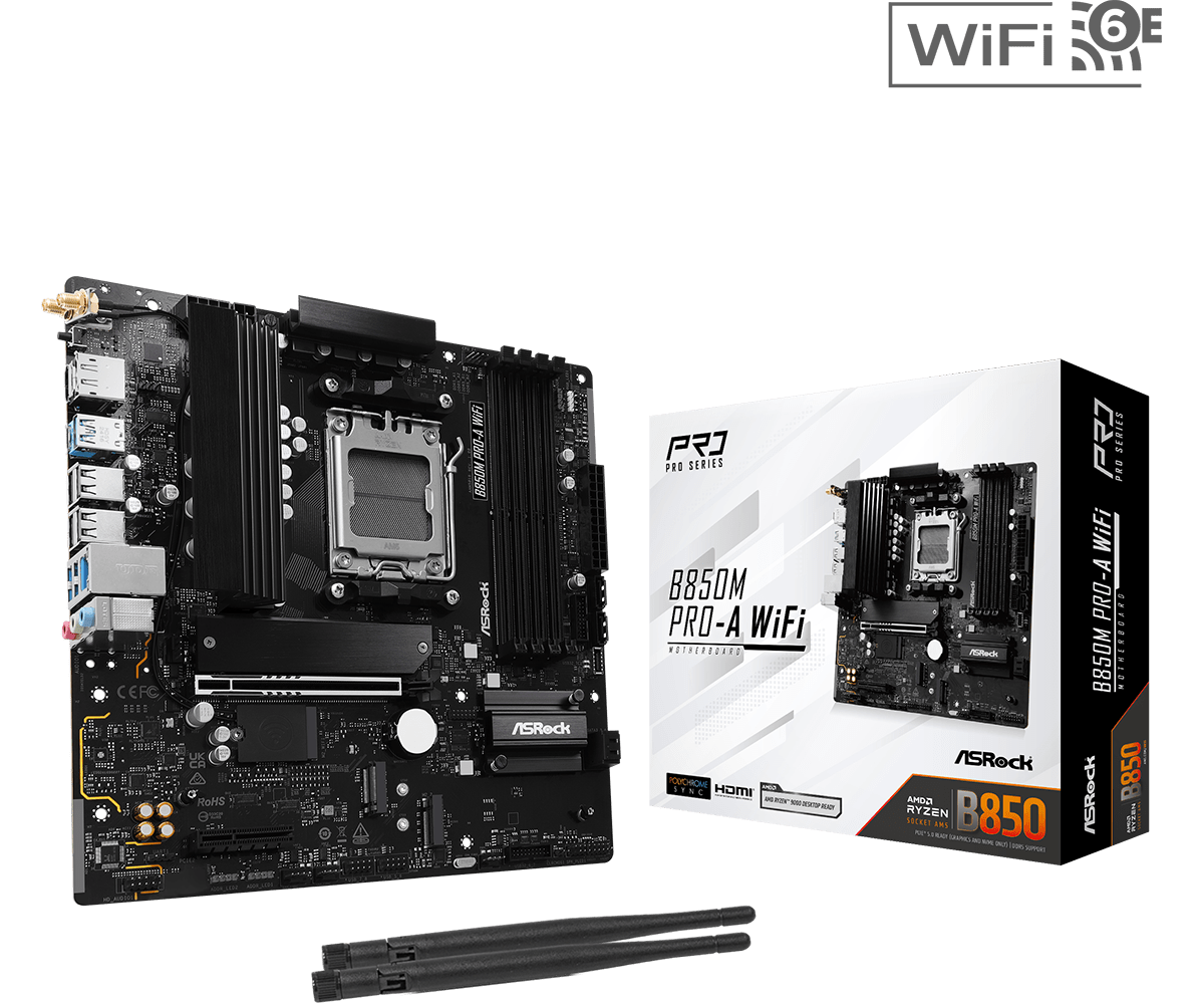 ASRock B850M Pro-A Wifi! AM5 PCIe 5.0 Motherboard!