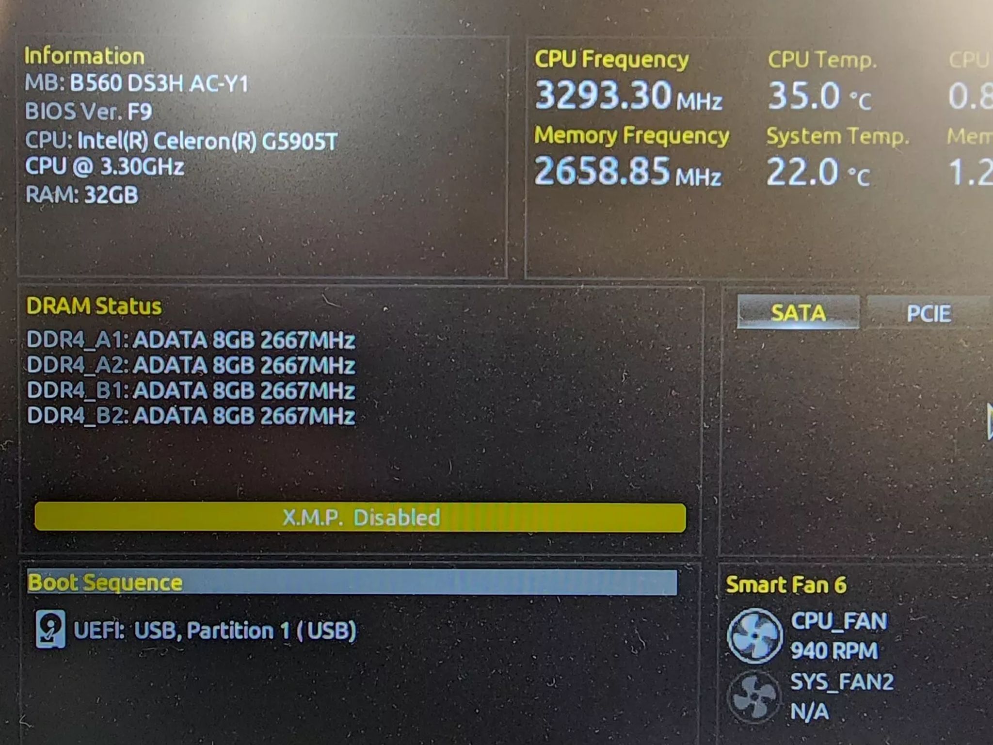 UPDATED BIOS GIGABYTE B560 DS3H AC-Y1 WIFI LGA 1200 Motherboard