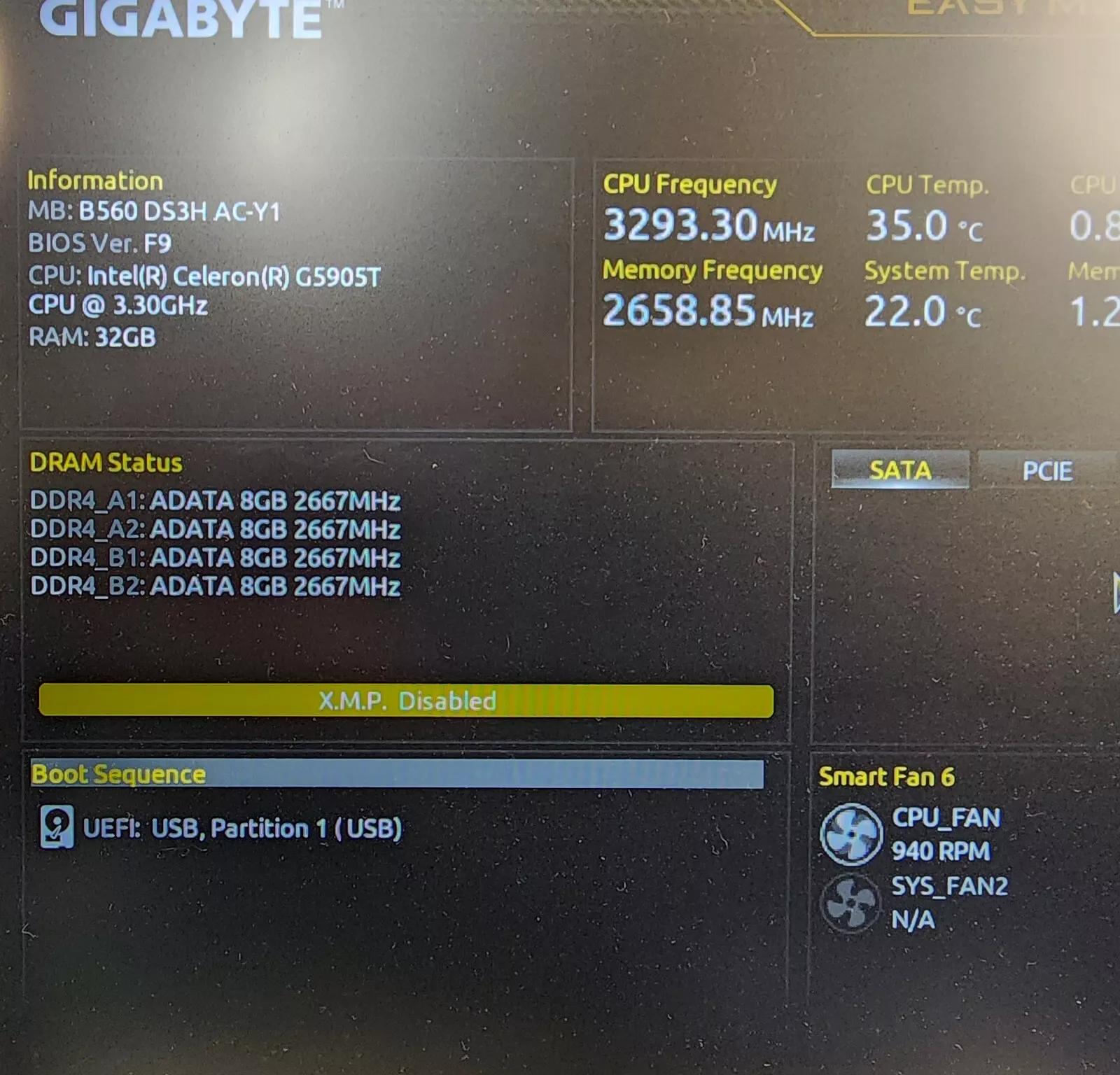 UPDATED BIOS GIGABYTE B560 DS3H AC-Y1 WIFI LGA 1200 Motherboard