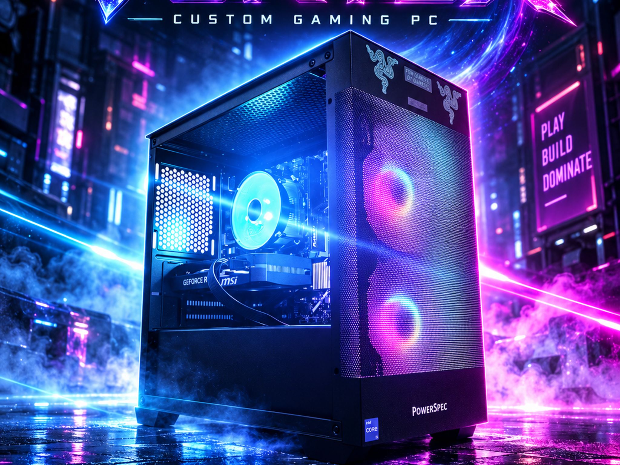🌈"Cyber Vortex"⚫️ | 1440p Gaming | RTX 5060 | i5 14400F | 16GB DDR5 | 1TB SSD | Free Shipping