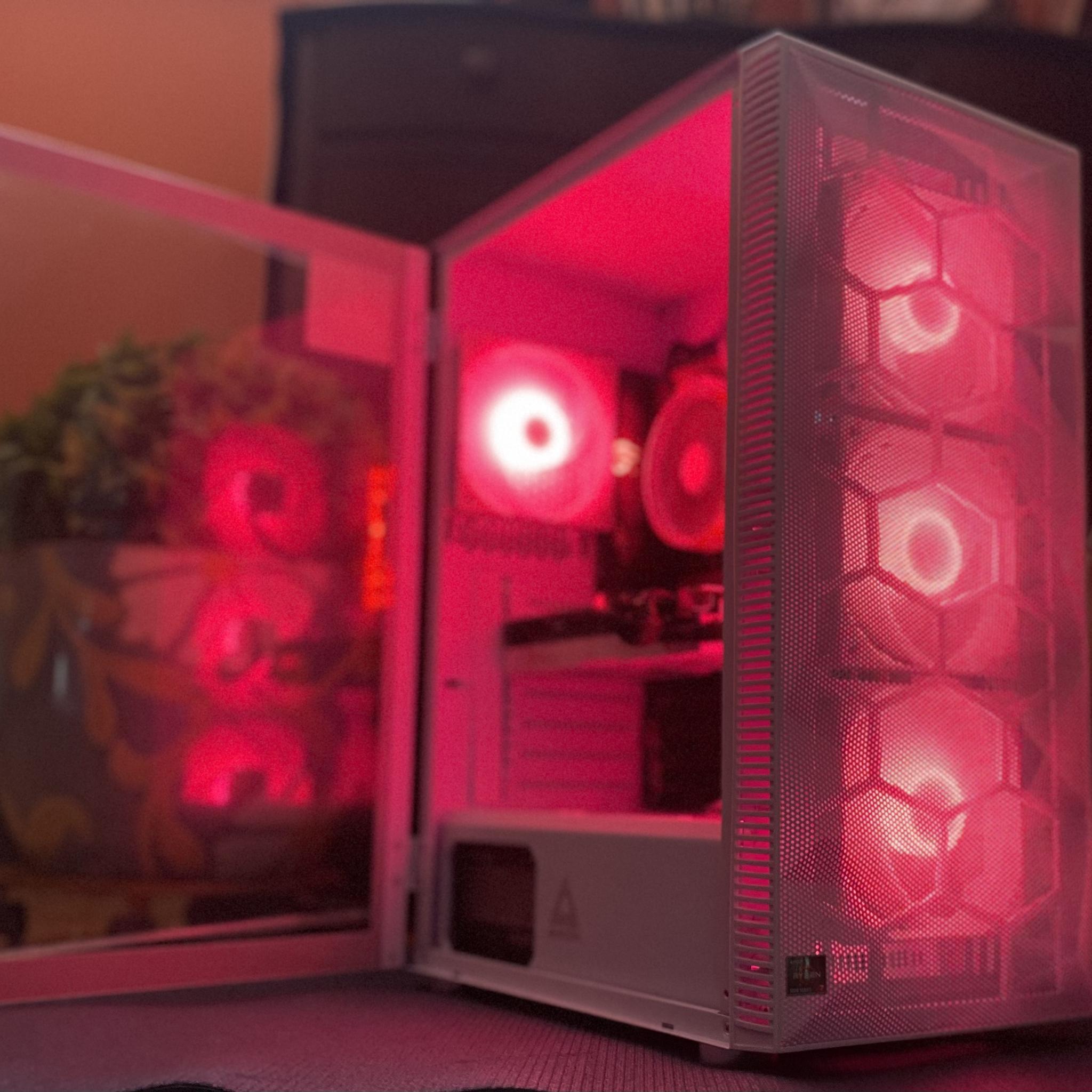 (White) Gaming PC|🩸Blo0D 5700XT| Ryzen 5| 16GB (2x8GB) RGB DDR4| 1TB NVMe/SSD| Windows 11 Pro