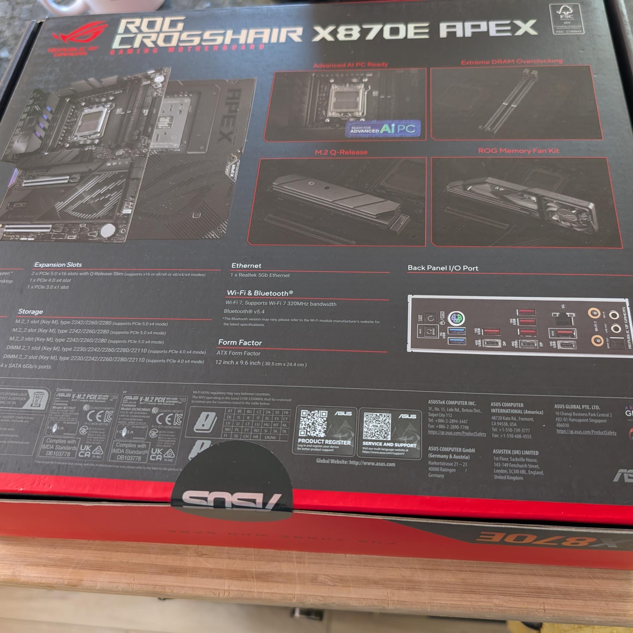 🔴 BRAND NEW 🔴 ASUS ROG Crosshair X870E APEX - Ultimate OC Motherboard AMD AM5 ATX Wi-Fi 7