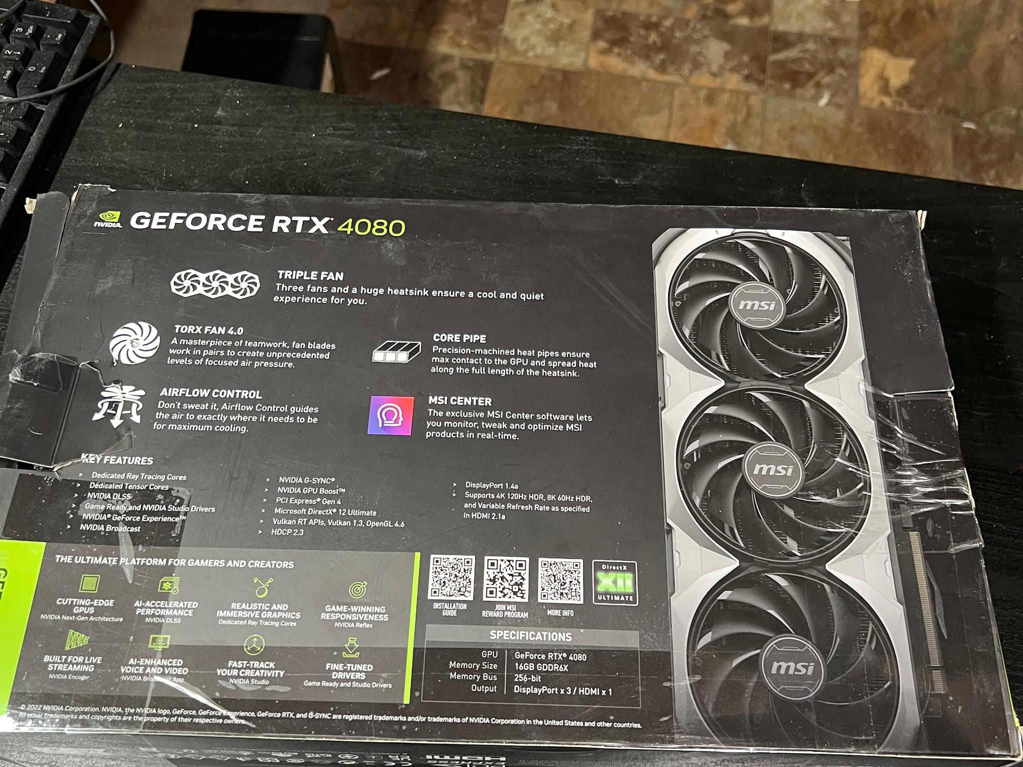 MSI NVIDIA GeForce RTX 4080 Ventus 3X Overclocked Triple Fan 16GB GDDR6X