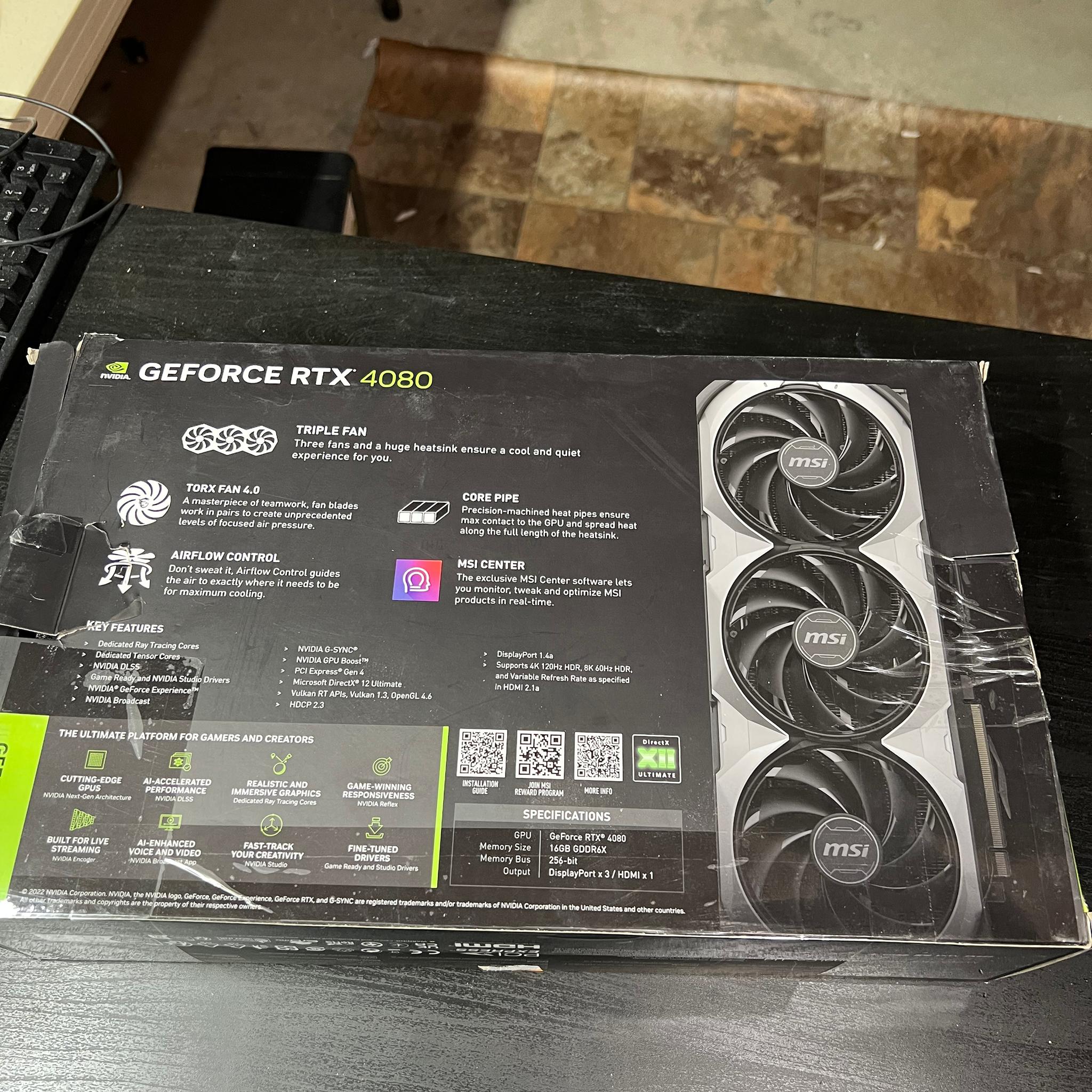MSI NVIDIA GeForce RTX 4080 Ventus 3X Overclocked Triple Fan 16GB GDDR6X