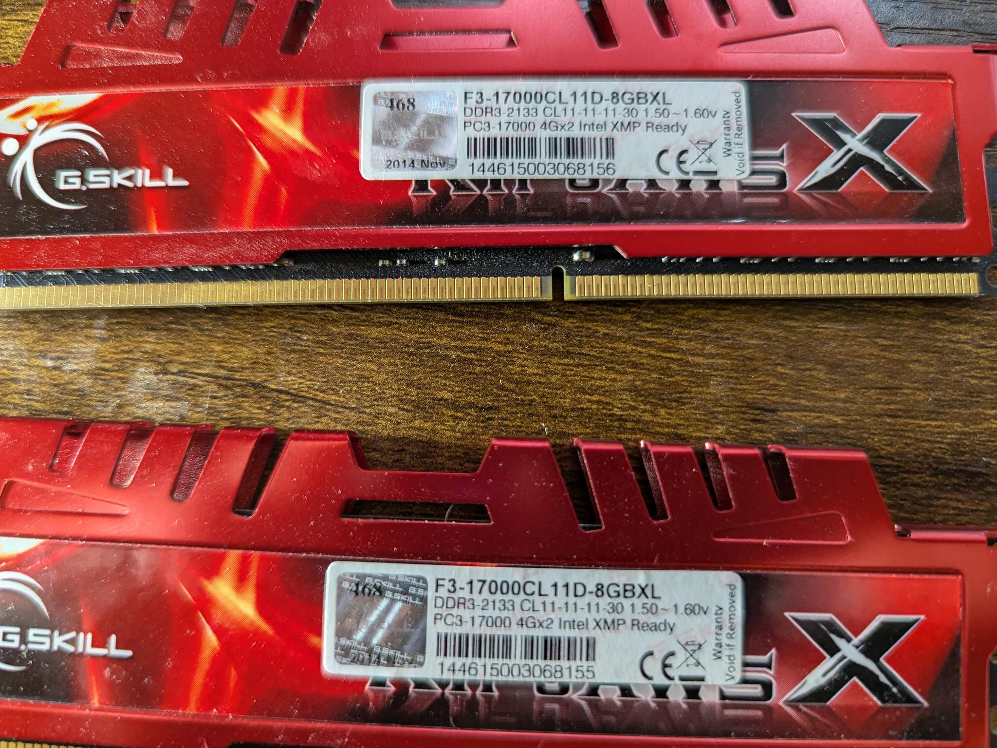 USED G.Skill Ripjaws 8G Ram 2133 MHz