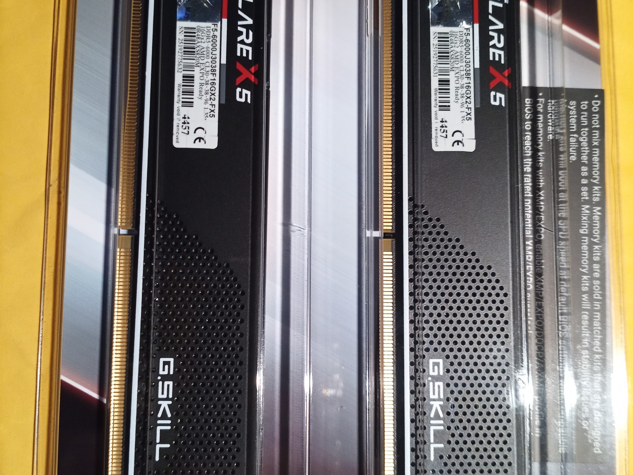 **NEW** G Skill Flare X5 DDR5 6000mt/s 2x16gb(32gb) matched pair RAM, CAS Latency: CL30