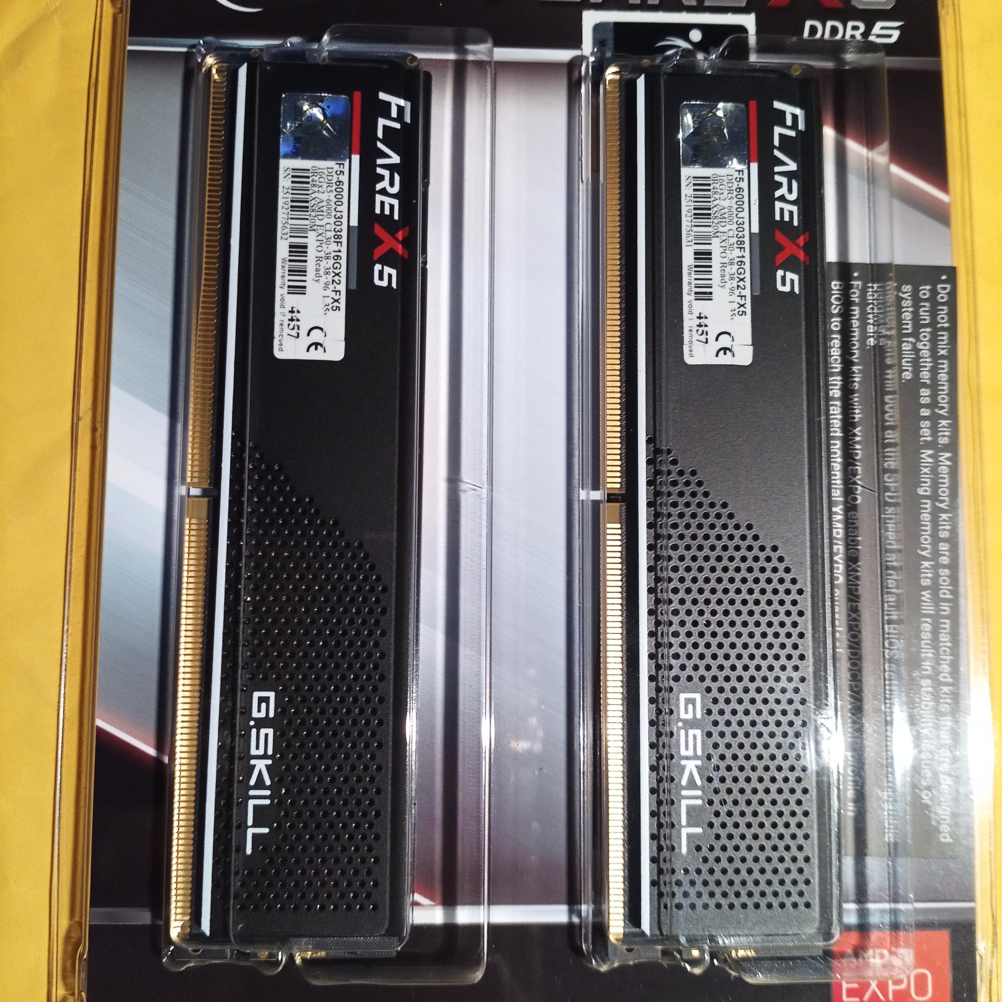**NEW** G Skill Flare X5 DDR5 6000mt/s 2x16gb(32gb) matched pair RAM, CAS Latency: CL30