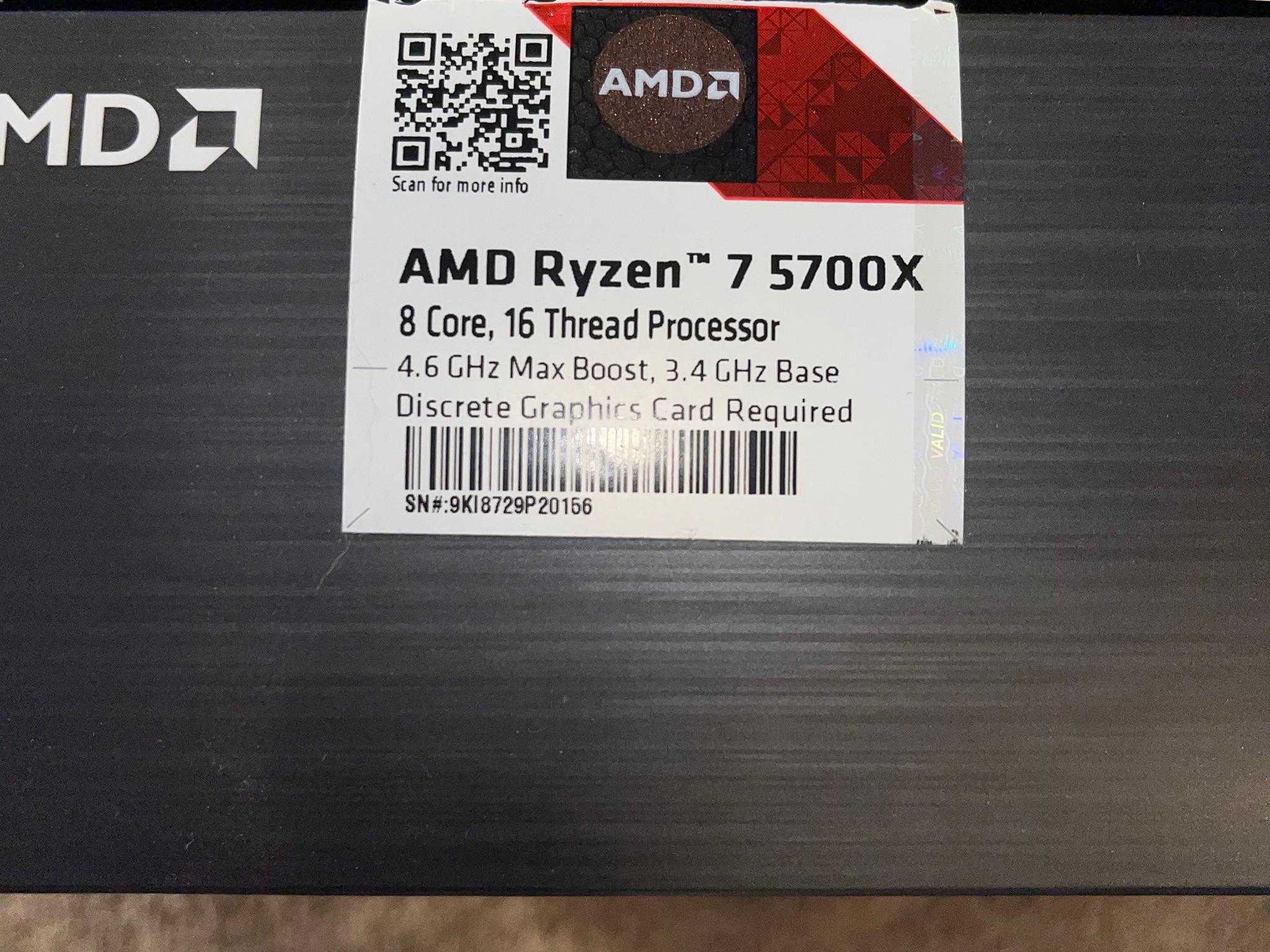 Ryzen 7 5700X 8 Cores 16 Threads Perfect Condition Used for 1 Yr. Good silicone.