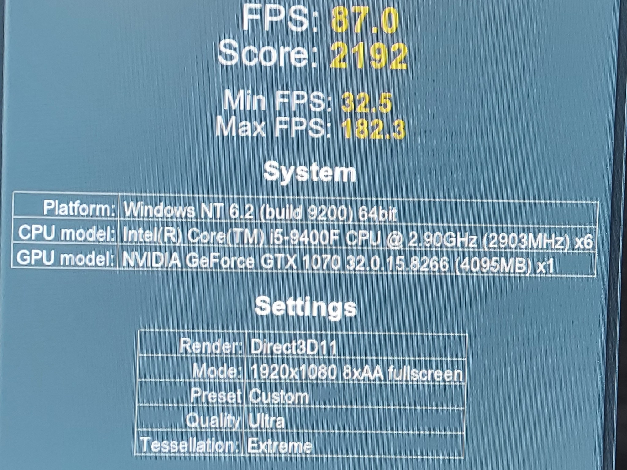 HP Omen 32L, i5-9400f, 16gb DDR4, GTX 1070 8GB, WIFI, BT, DVDRW, Windows 11