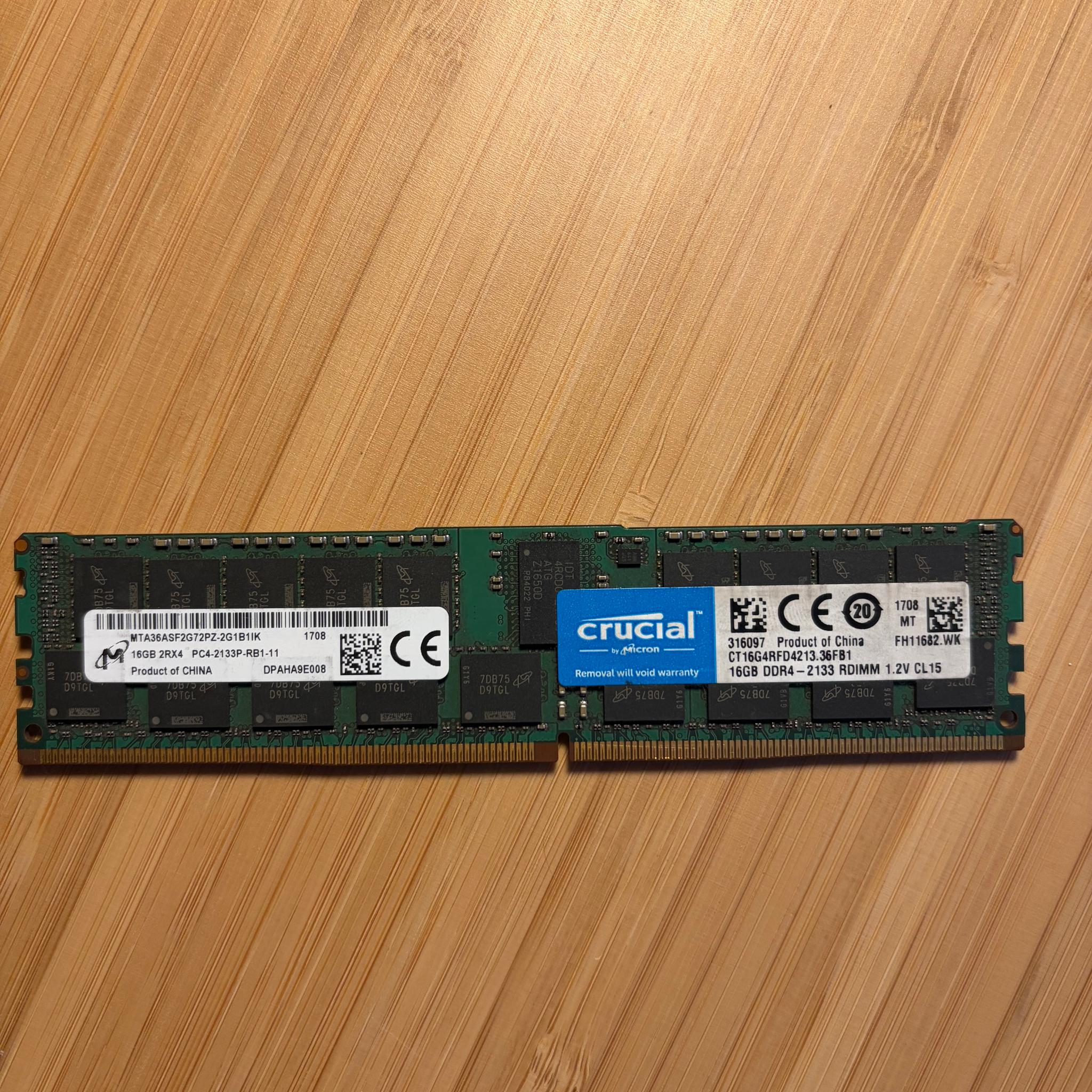Crucial 16GB DDR4-2133 PC4-2133P ECC Registered RDIMM 288P
