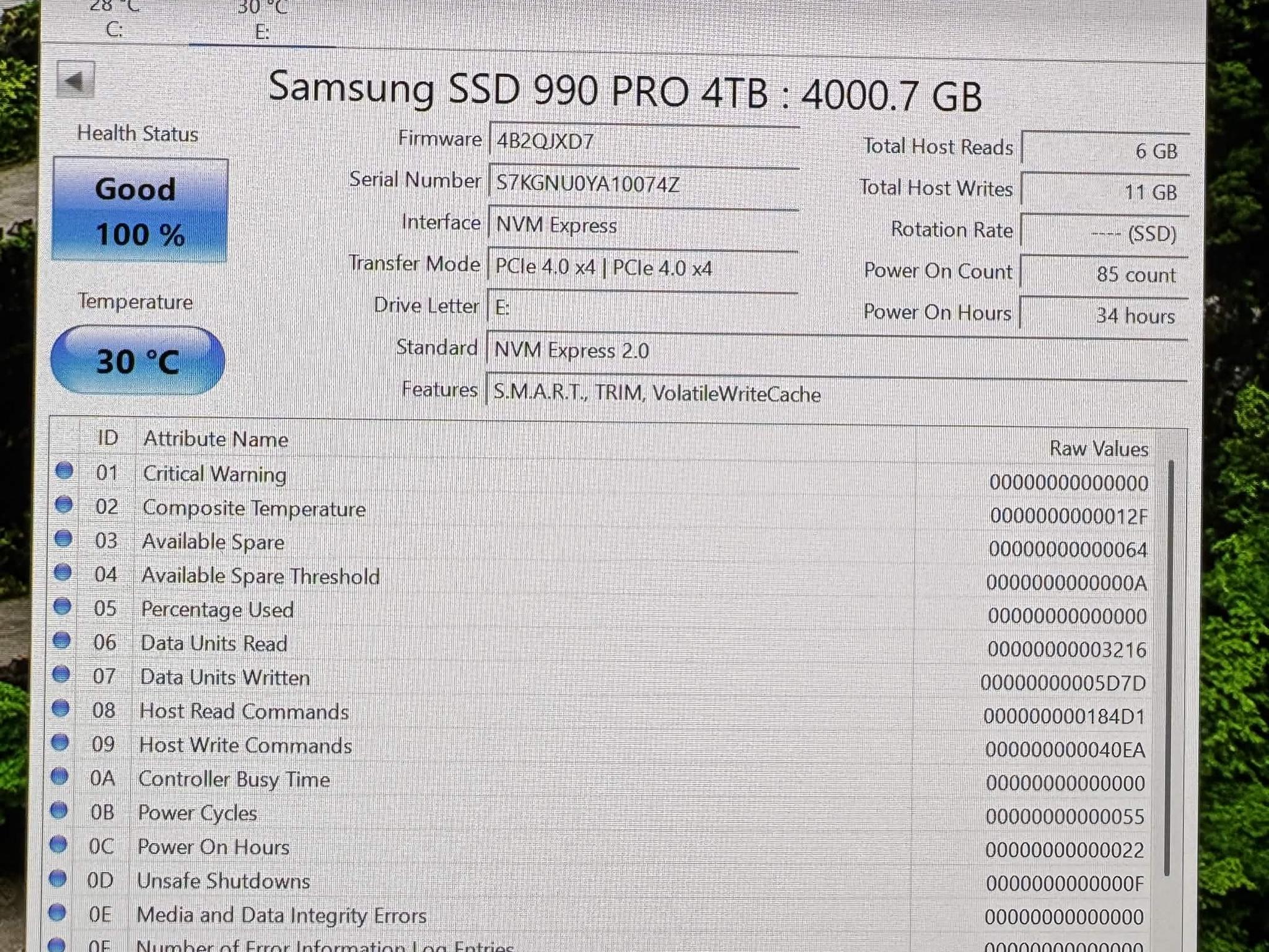Samsung 990 Pro 4TB NVMe M.2 SSD Gen4 7450mb/s speed