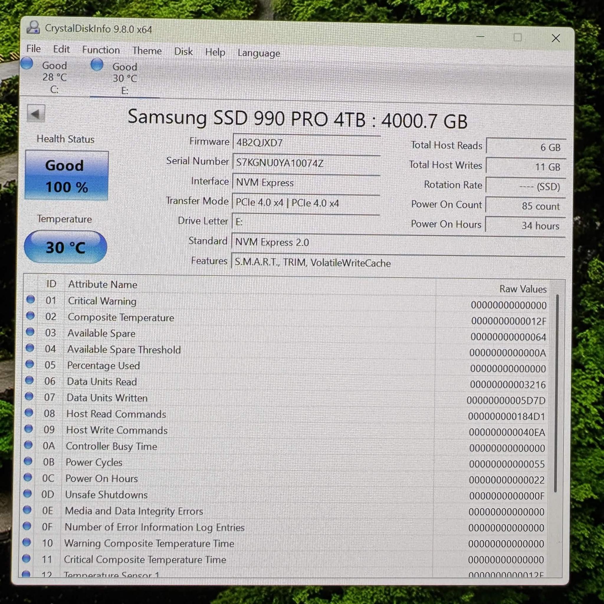 Samsung 990 Pro 4TB NVMe M.2 SSD Gen4 7450mb/s speed