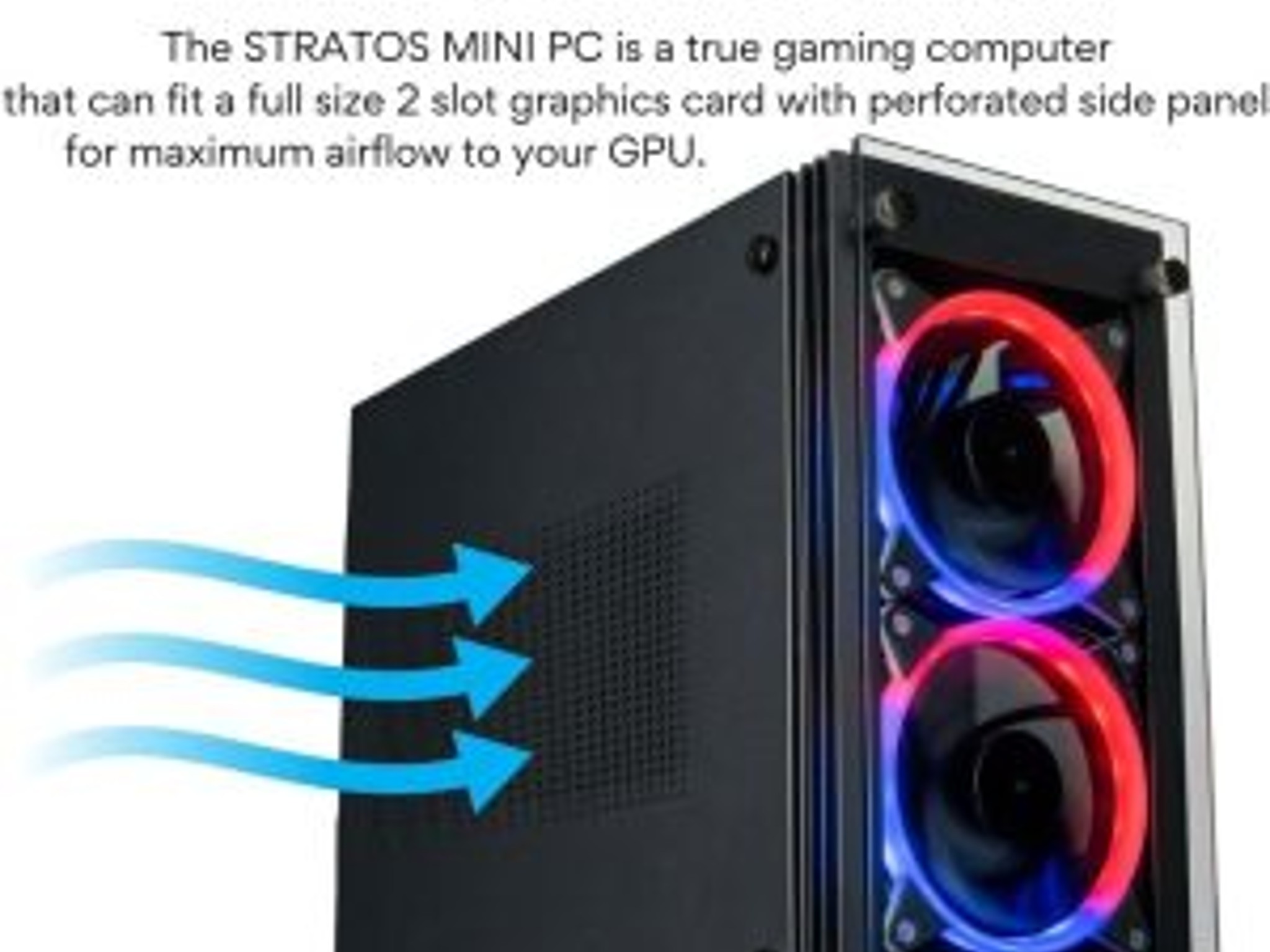 Stratos Mini ITX - Premium Gaming Case - 4x Halo RGB Fans - Fits full size GPUs (Gamemax/OEM)